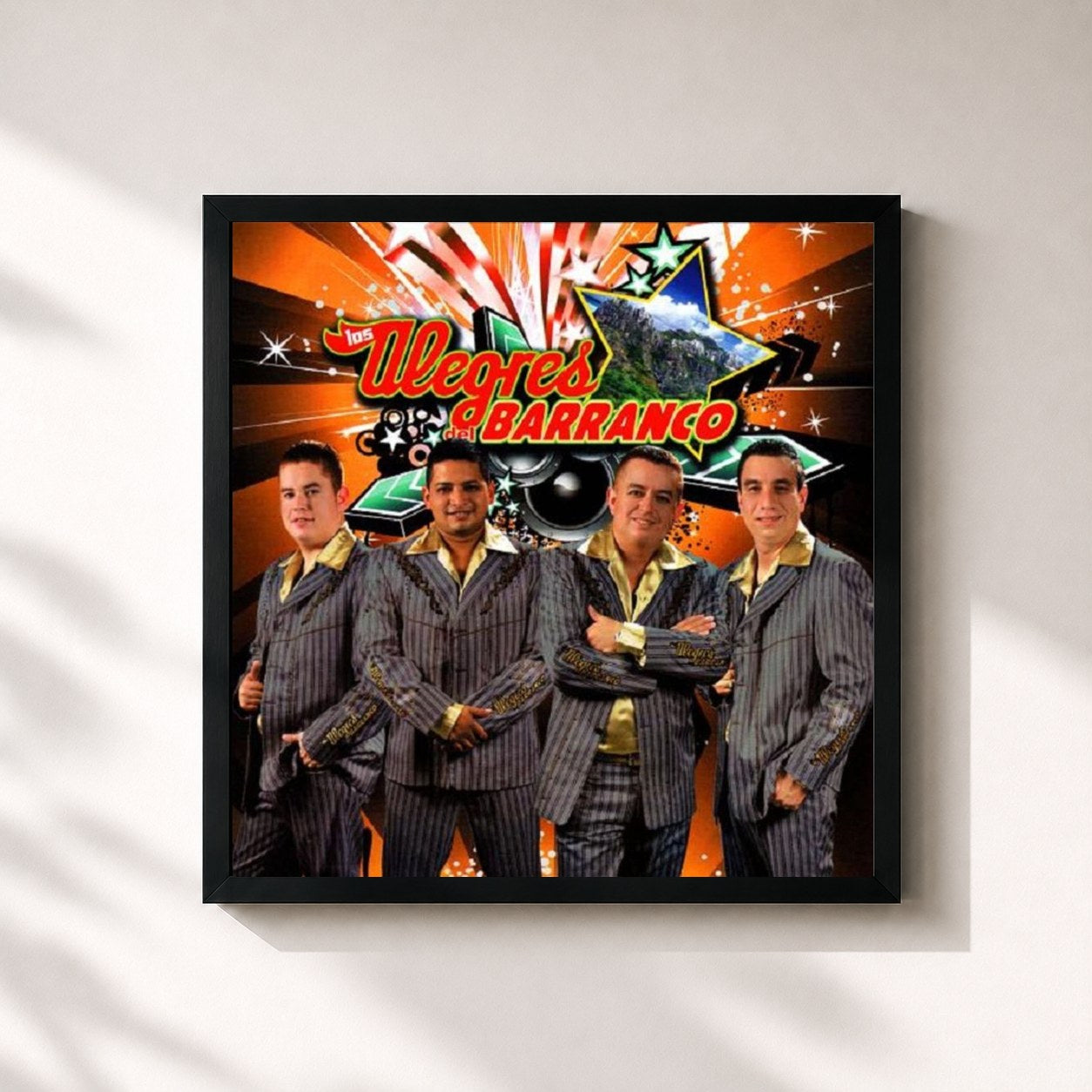 #noir Tableau carré de l'album Con Tololoche de Los Alegres Del Barranco, cadre noir 32x32 cm