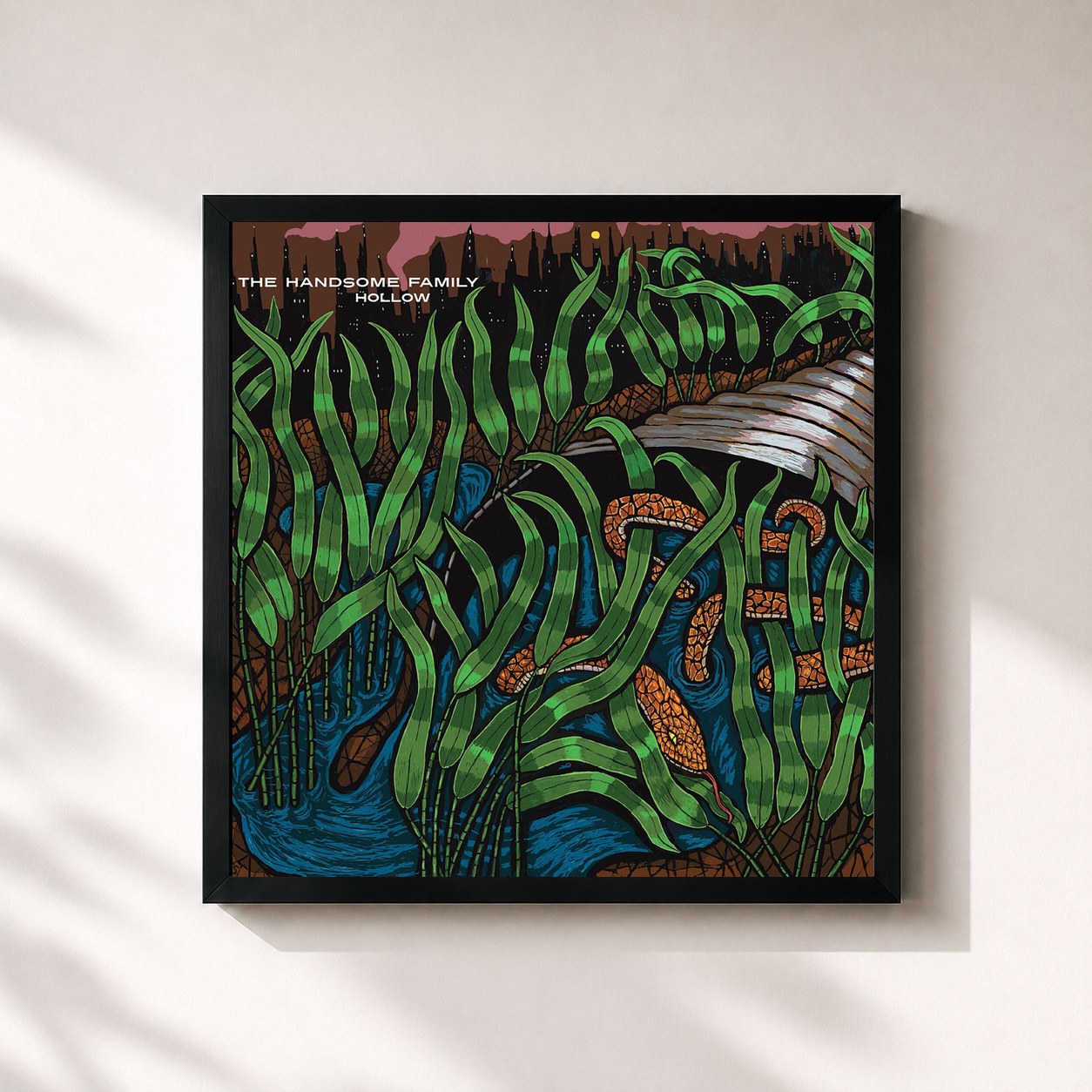 #noir Tableau carré de l'album Hollow de The Handsome Family, cadre noir 32x32 cm