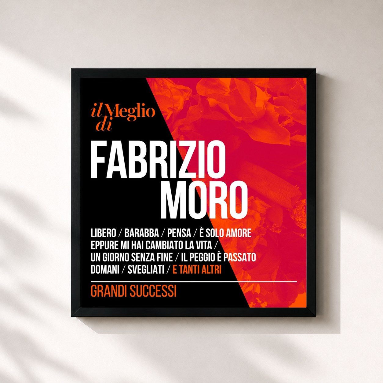 #noir Tableau carré de l'album Il Meglio Di Fabrizio Moro: Grandi Successi de Fabrizio Moro, cadre noir 32x32 cm