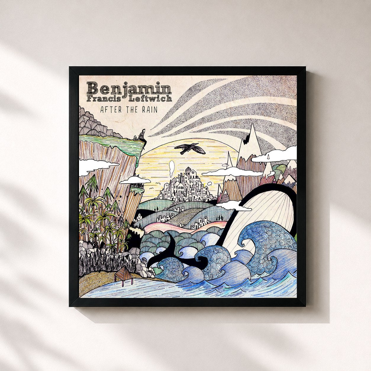 #noir Tableau carré de l'album After the Rain de Benjamin Francis Leftwich, cadre noir 32x32 cm
