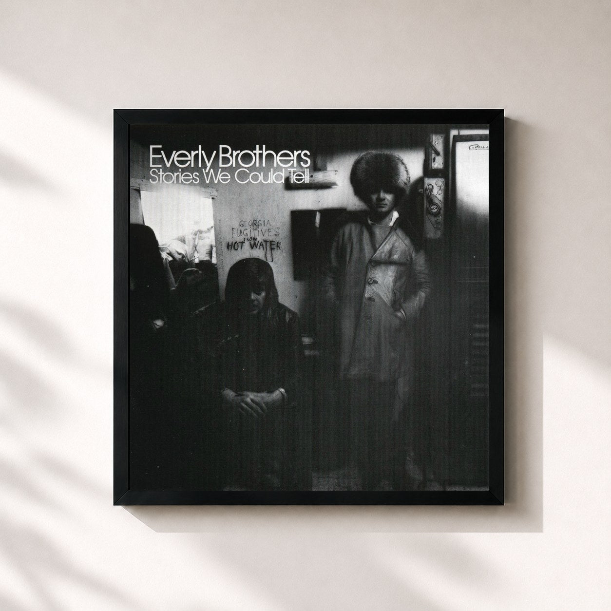 #noir Tableau carré de l'album Stories We Could Tell de The Everly Brothers, cadre noir 32x32 cm