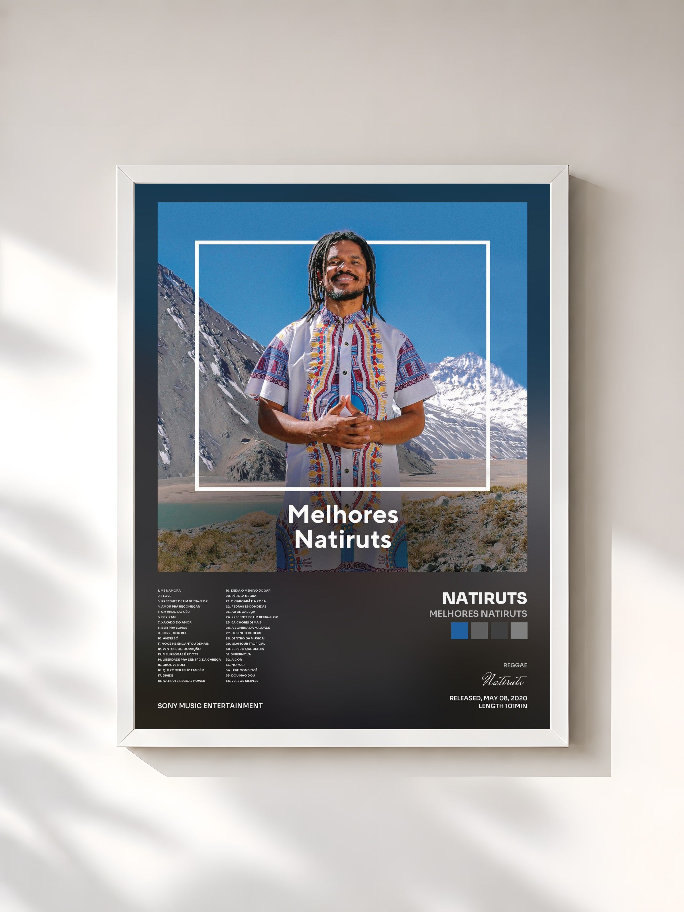 #blanc Tableau de l'album Melhores Natiruts de Natiruts, cadre blanc, imprimé et encadré en France
