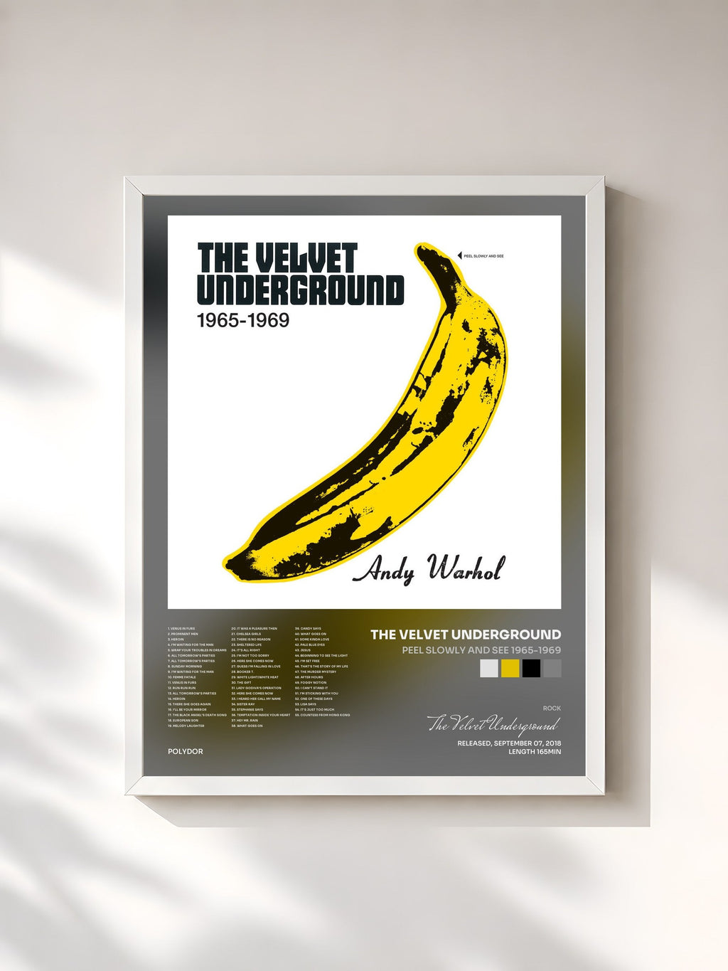 #blanc Peel Slowly And See 1965-1969 de The Velvet Underground en lámina enmarcada, marco blanco, impresa y enmarcada en Francia