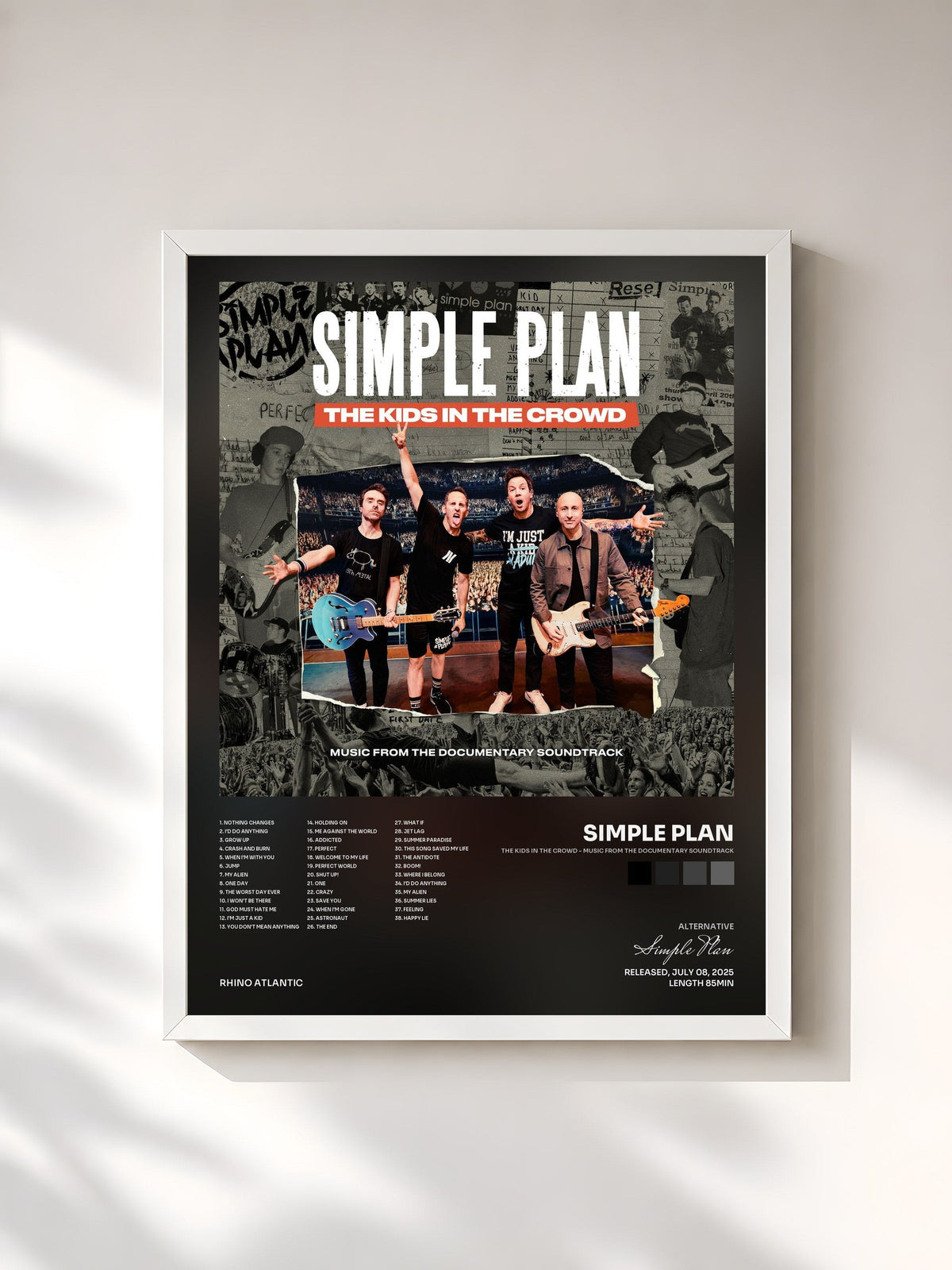 #blanc Tableau de l'album The Kids In The Crowd - Music From The Documentary Soundtrack de Simple Plan, cadre blanc, imprimé et encadré en France