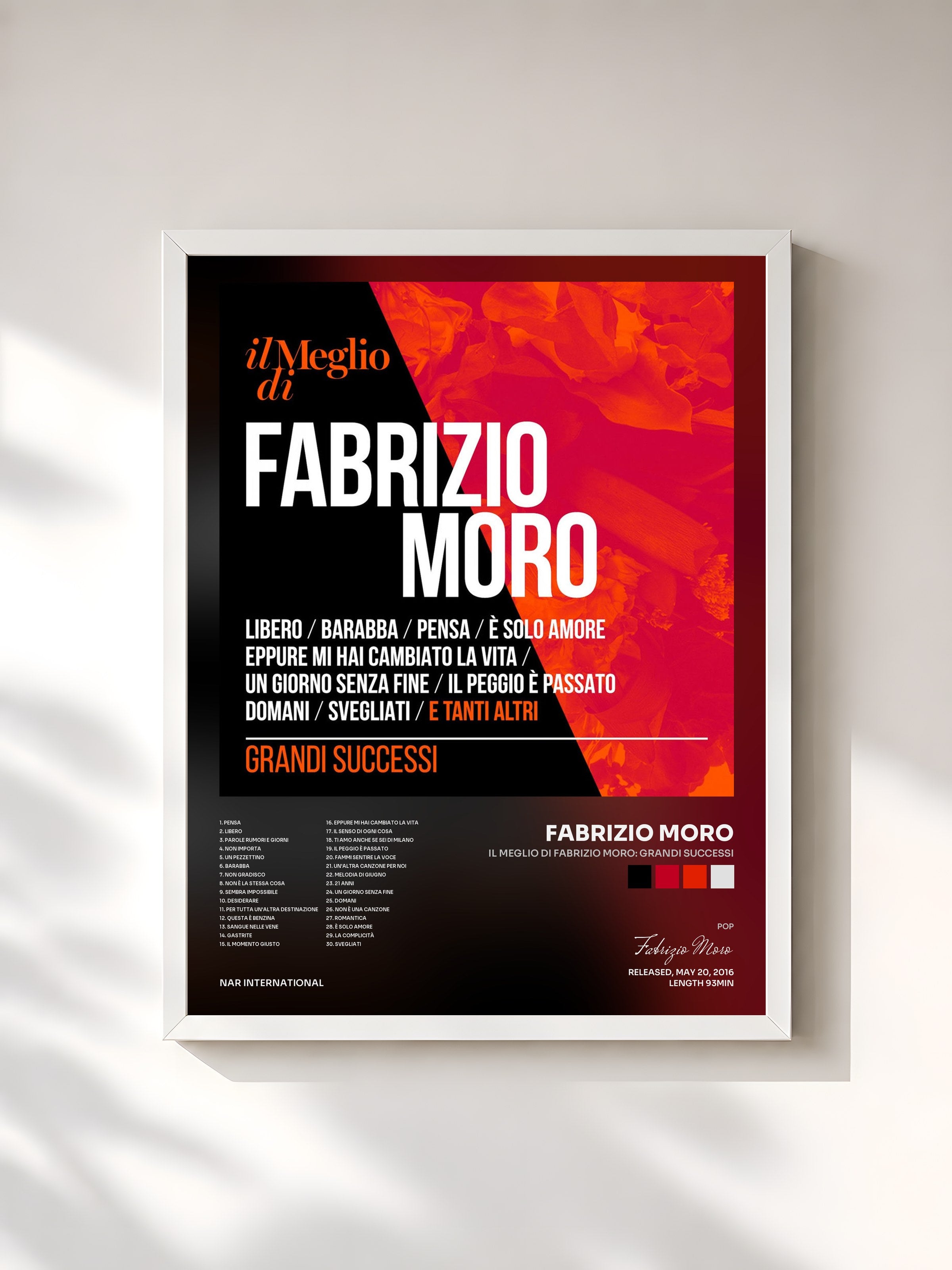 #blanc Tableau de l'album Il Meglio Di Fabrizio Moro: Grandi Successi de Fabrizio Moro, cadre blanc, imprimé et encadré en France