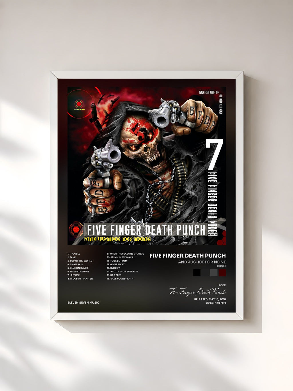 #blanc And Justice for None (Deluxe) von Five Finger Death Punch als gerahmter Kunstdruck, weißer Rahmen, gedruckt und gerahmt in Frankreich