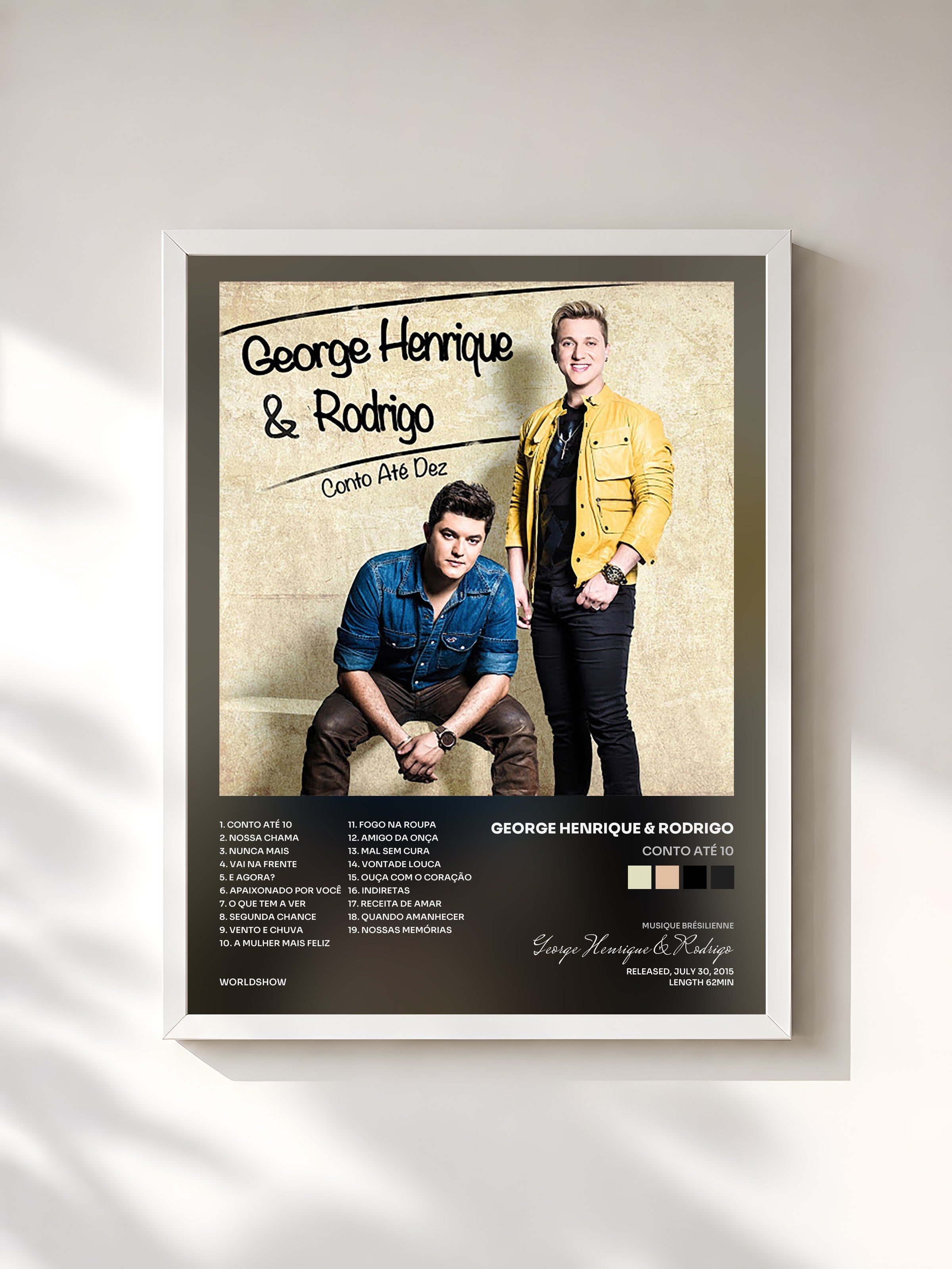 #blanc Tableau de l'album Conto Até 10 de George Henrique & Rodrigo, cadre blanc, imprimé et encadré en France