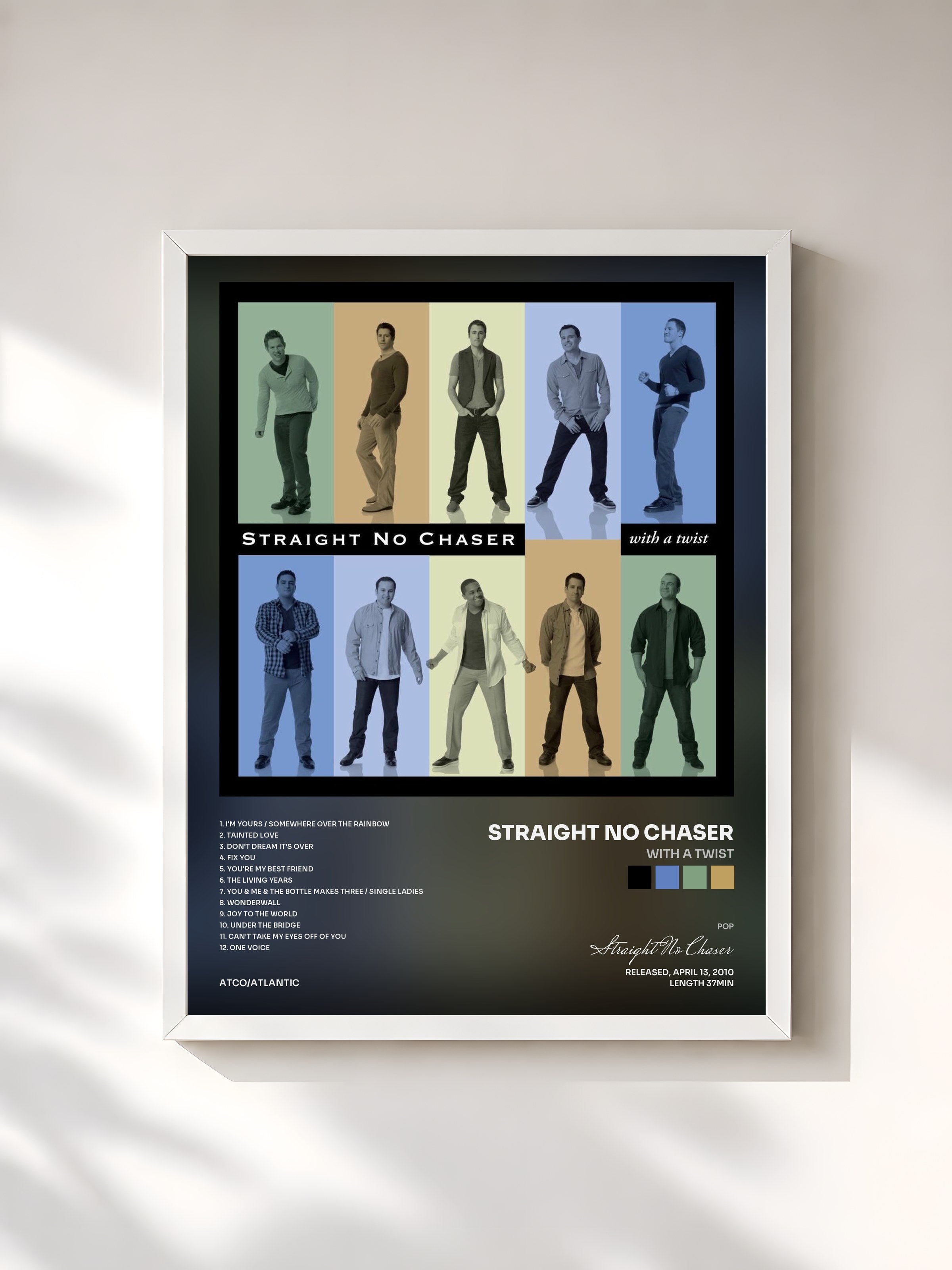 #blanc Tableau de l'album With a Twist de Straight No Chaser, cadre blanc, imprimé et encadré en France