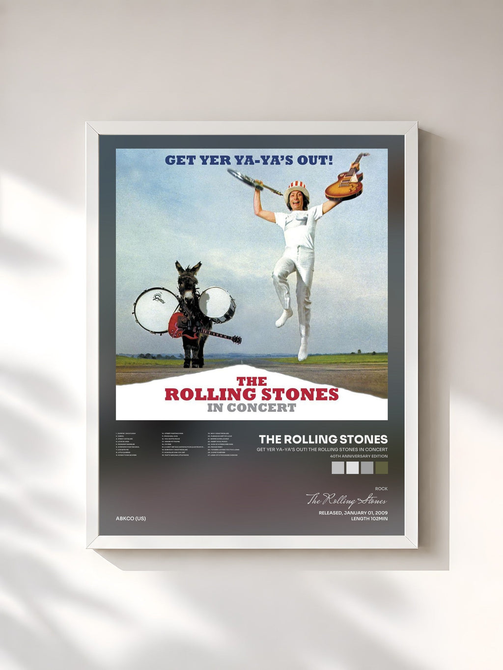 #blanc Tableau de l'album Get Yer Ya-Ya's Out! The Rolling Stones In Concert (40th Anniversary Edition) de The Rolling Stones, cadre blanc, imprimé et encadré en France