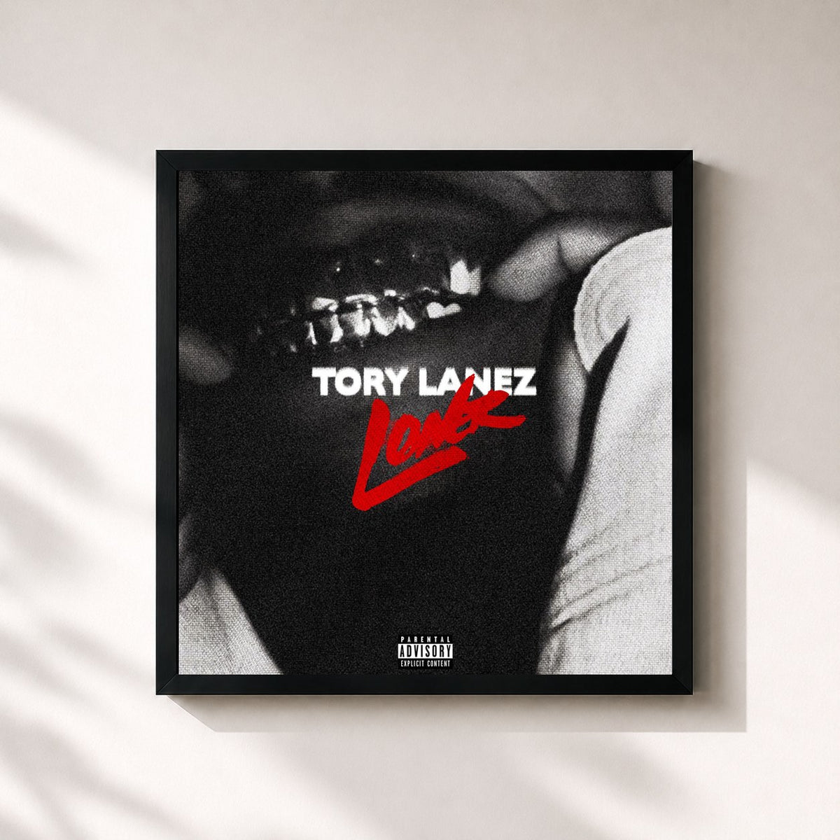 #noir Loner by Tory Lanez as a square framed art print, black 32x32 cm frame