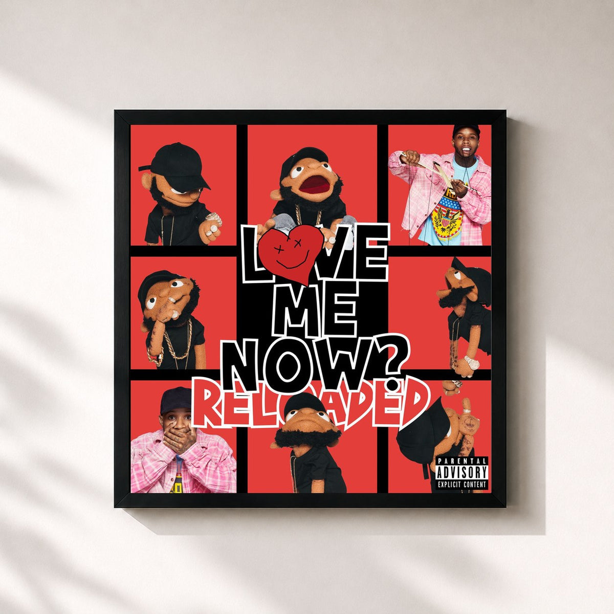 #noir LoVE me NOw (ReLoAdeD) by Tory Lanez as a square framed art print, black 32x32 cm frame