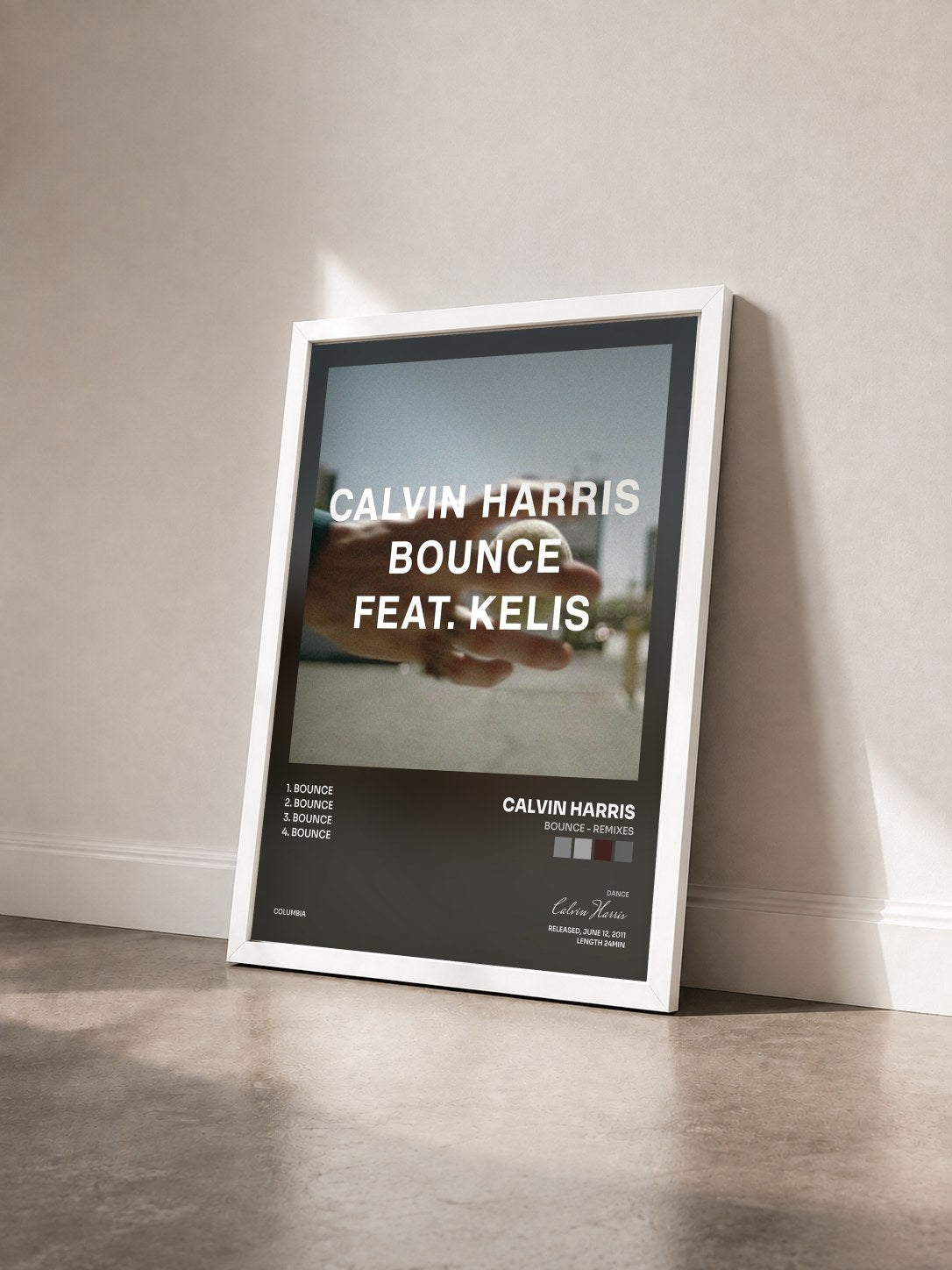#blanc Tableau de l'album Bounce - Remixes de Calvin Harris vu de trois quarts, cadre blanc