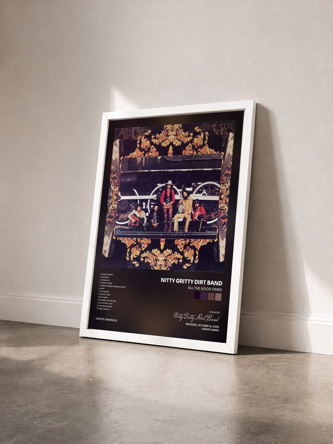 #blanc Tableau de l'album All The Good Times de Nitty Gritty Dirt Band vu de trois quarts, cadre blanc