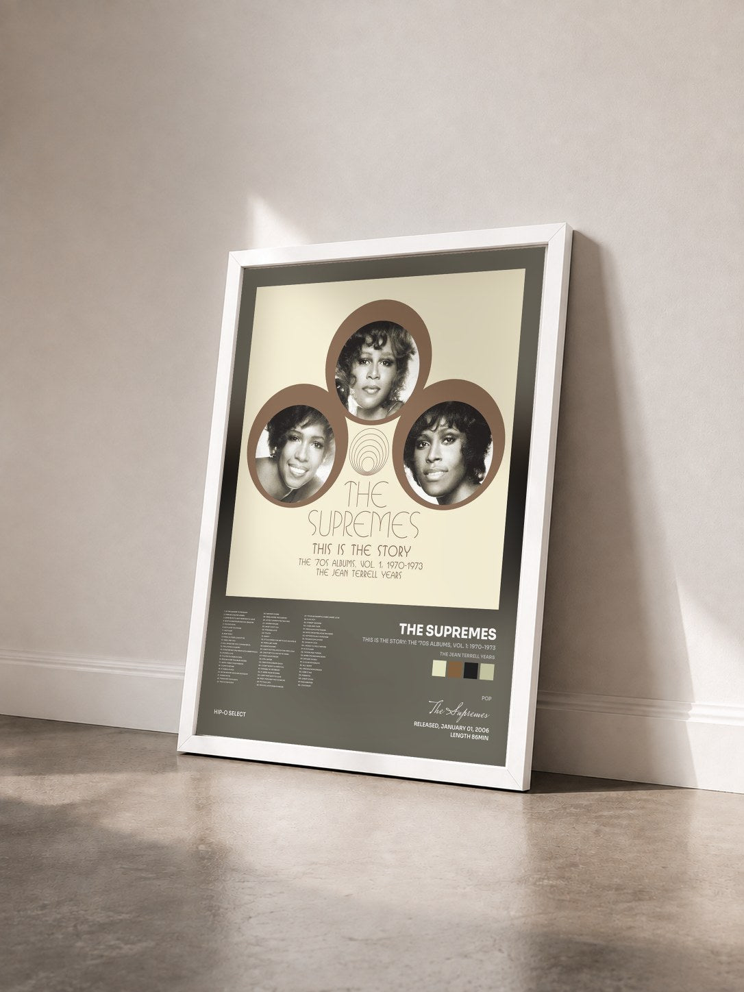 #blanc Tableau de l'album This is The Story: The ‘70s Albums, Vol. 1: 1970-1973 (The Jean Terrell Years) de The Supremes vu de trois quarts, cadre blanc