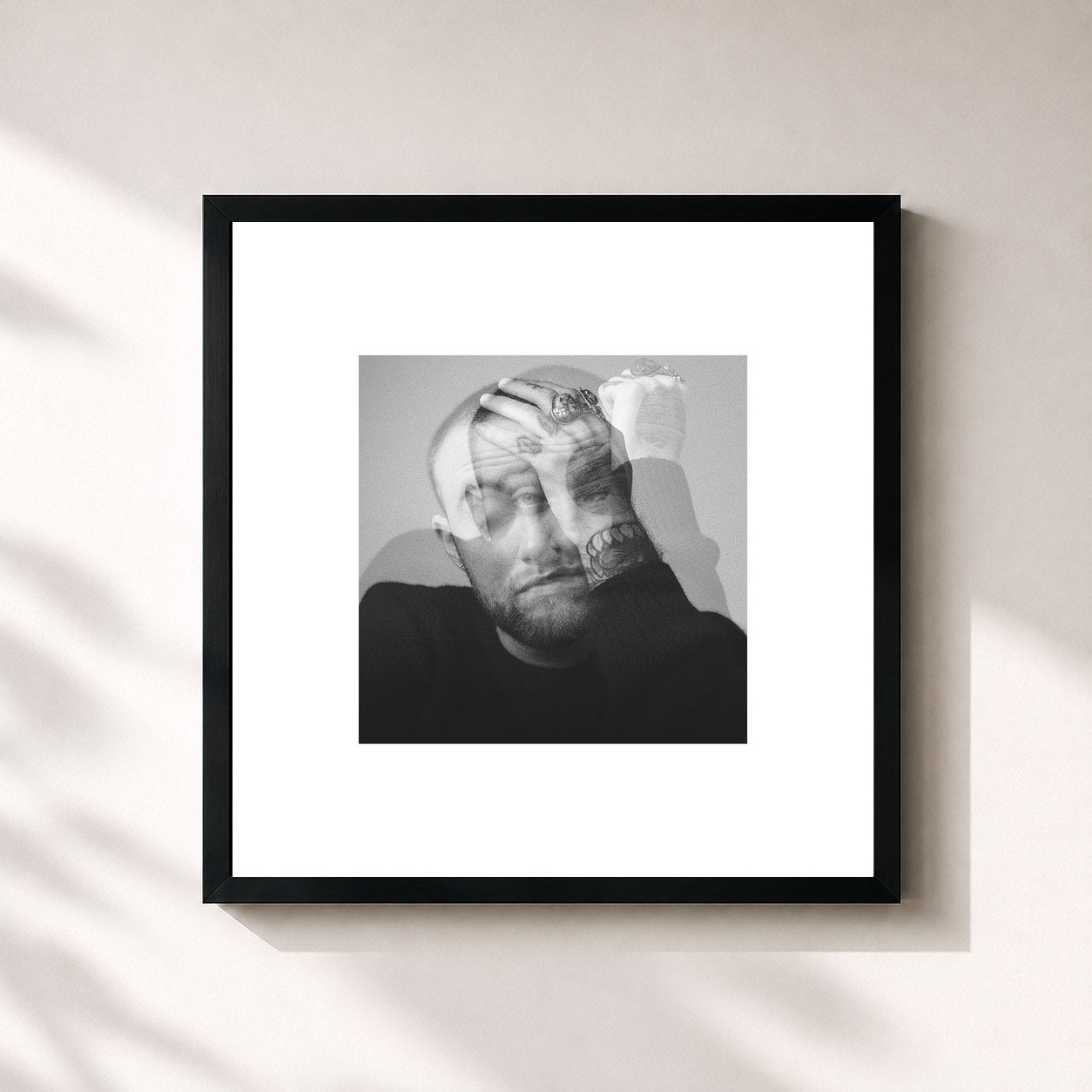 #noir Tableau carré de l'album Circles de Mac Miller, cadre noir 32x32 cm
