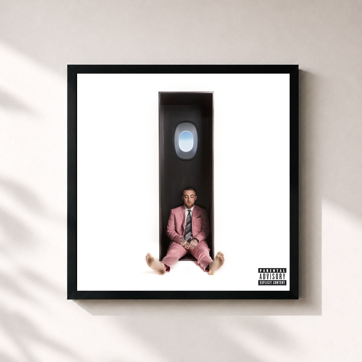 #noir Tableau carré de l'album Swimming de Mac Miller, cadre noir 32x32 cm