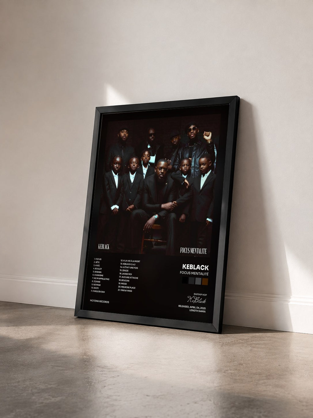 #noir Tableau de l'album Focus Mentalité de KeBlack vu de trois quarts, cadre noir
