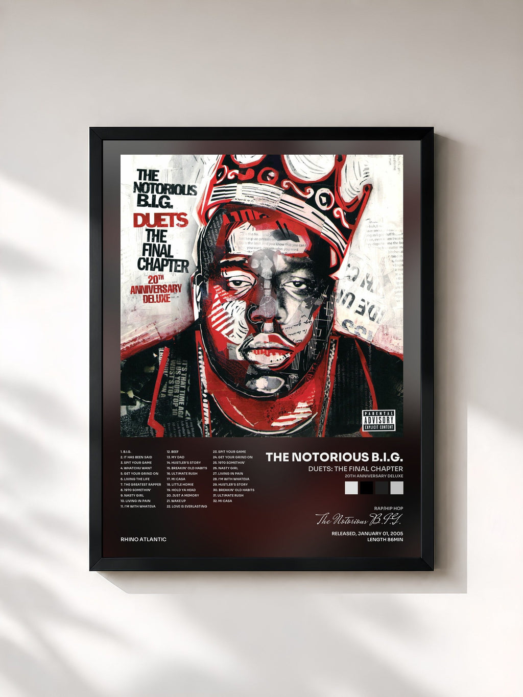 #noir Tableau de l'album Duets: The Final Chapter (20th Anniversary Deluxe) de The Notorious B.I.G., cadre noir, imprimé et encadré en France
