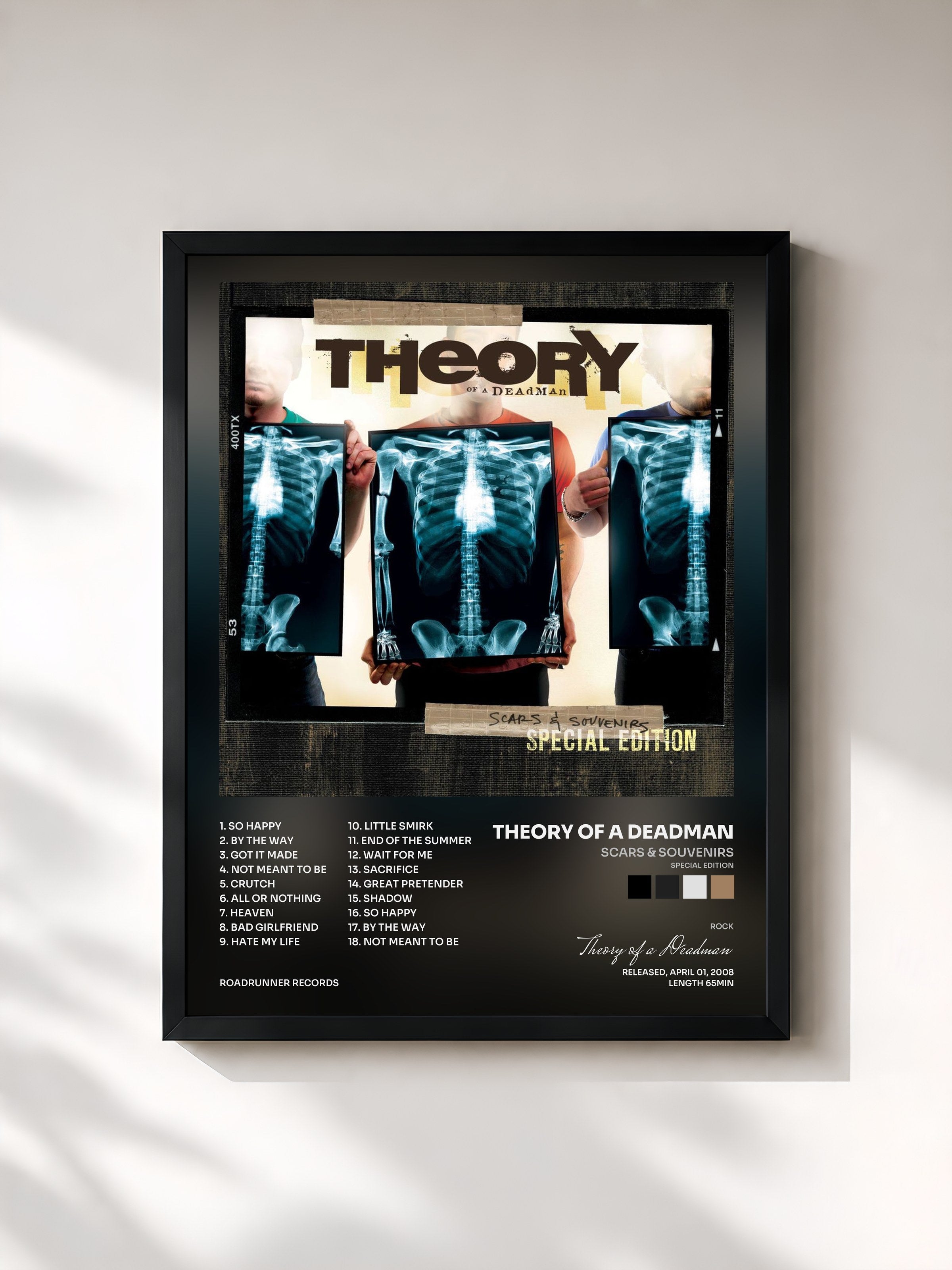 #noir Tableau de l'album Scars & Souvenirs (Special Edition) de Theory of a Deadman, cadre noir, imprimé et encadré en France