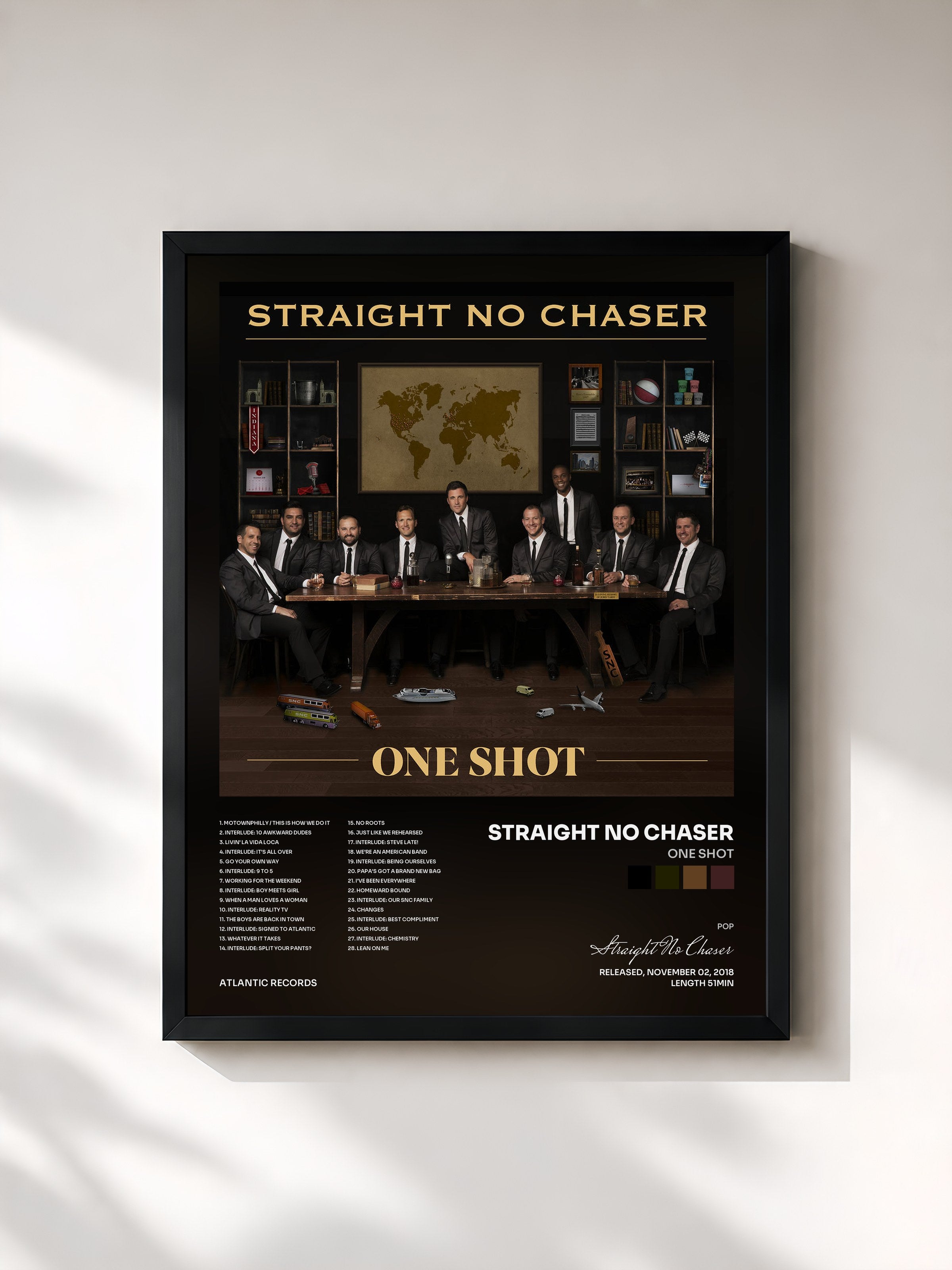#noir Tableau de l'album One Shot de Straight No Chaser, cadre noir, imprimé et encadré en France