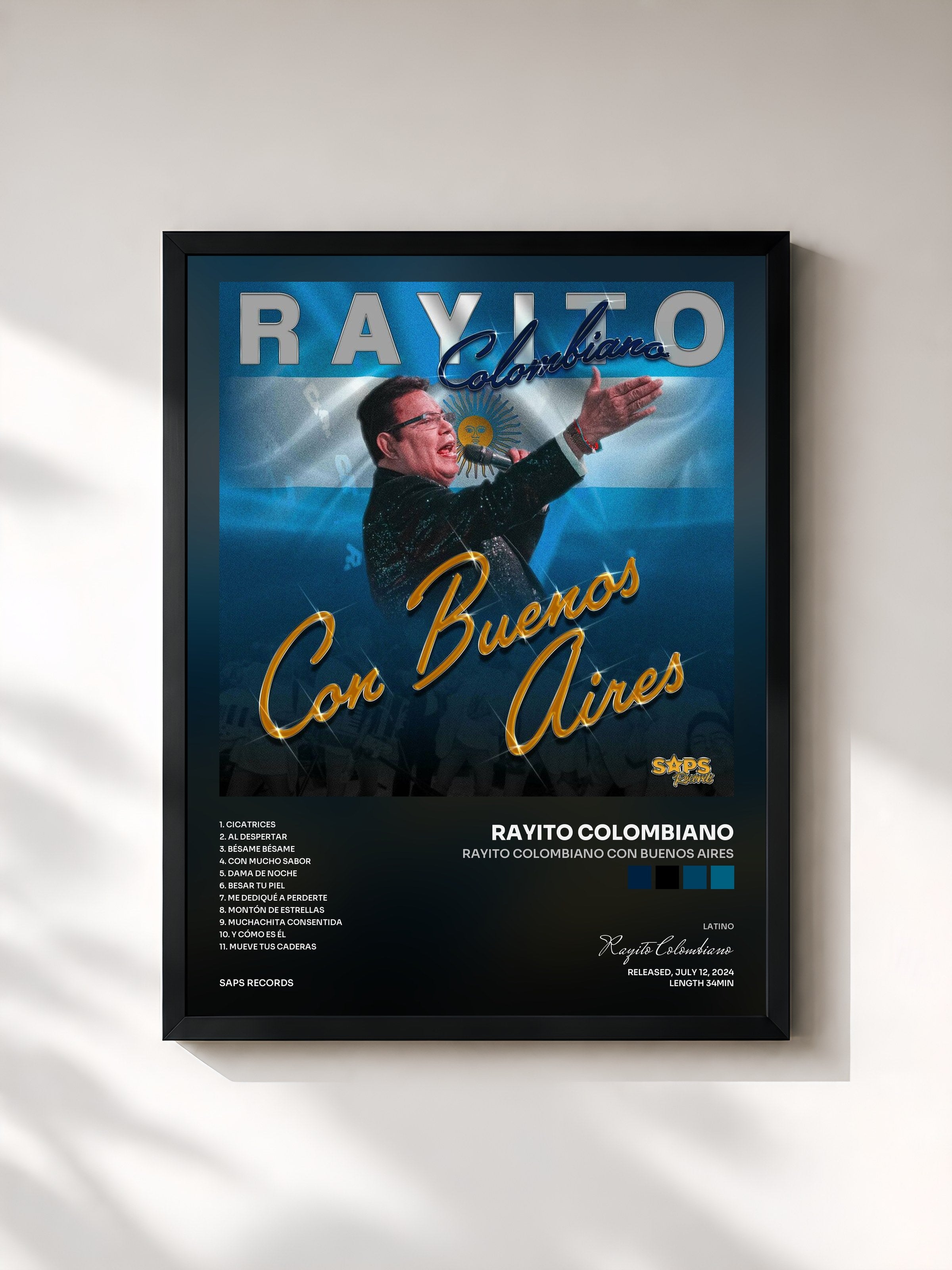 #noir Tableau de l'album Rayito Colombiano Con Buenos Aires de Rayito Colombiano, cadre noir, imprimé et encadré en France