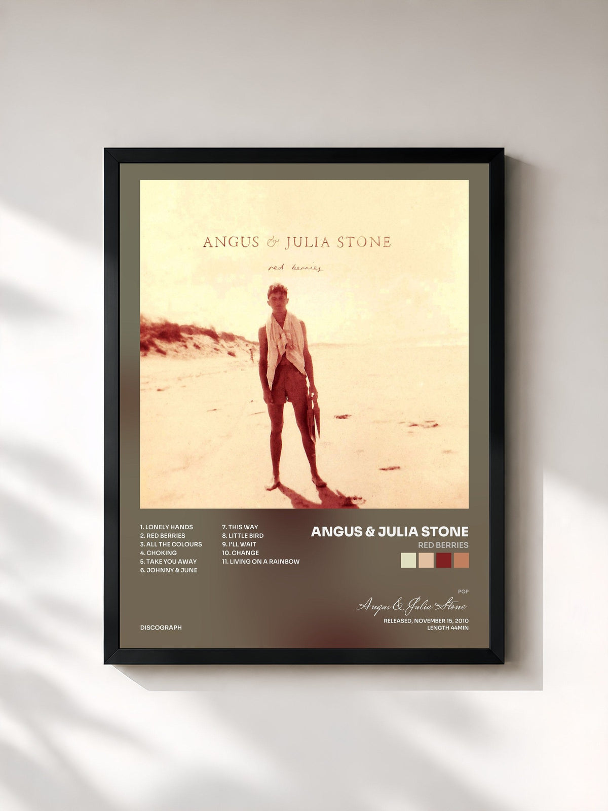 #noir Tableau de l'album Red Berries de Angus & Julia Stone, cadre noir, imprimé et encadré en France