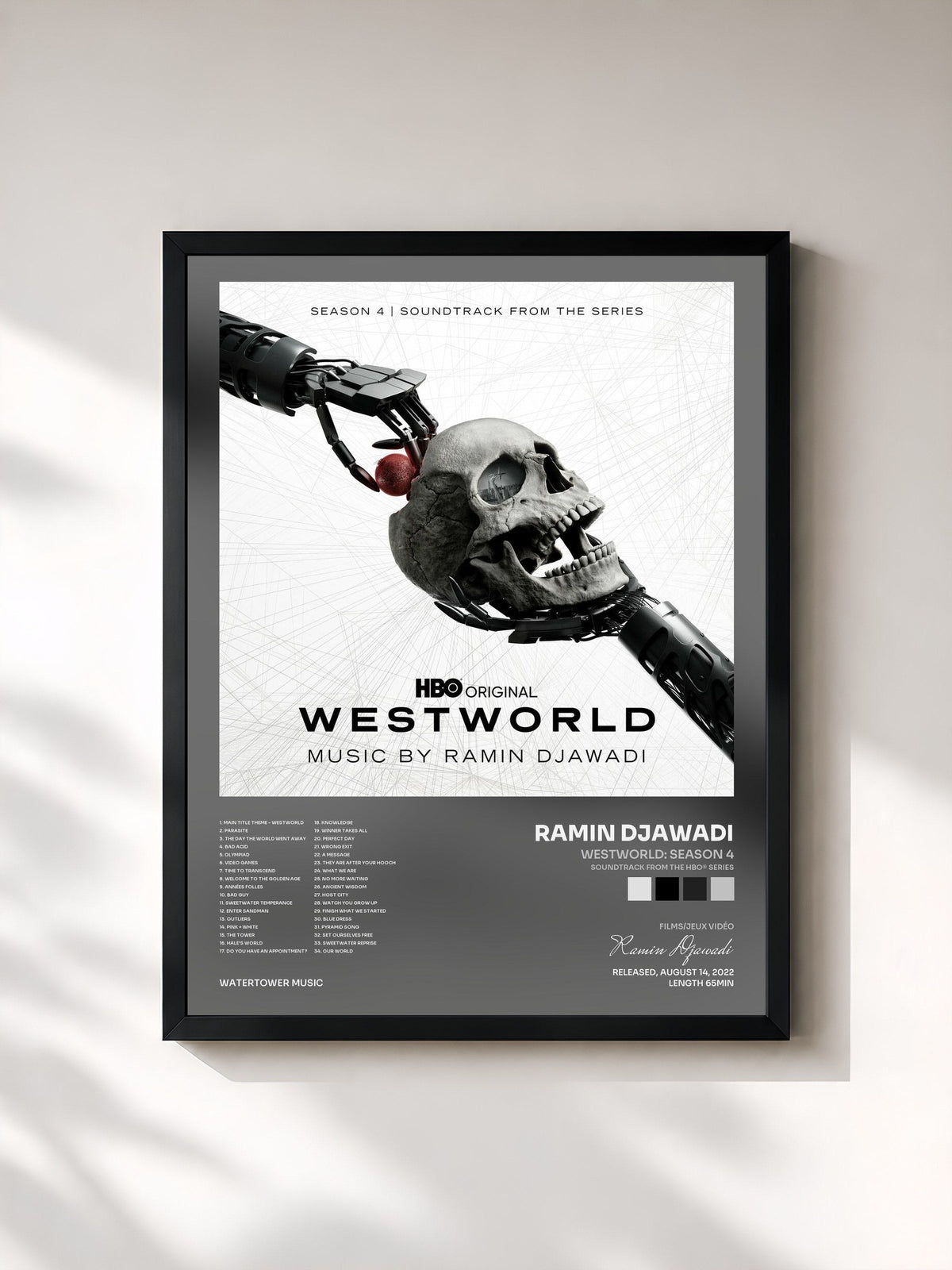 #noir Tableau de l'album Westworld: Season 4 (Soundtrack from the HBO® Series) de Ramin Djawadi, cadre noir, imprimé et encadré en France