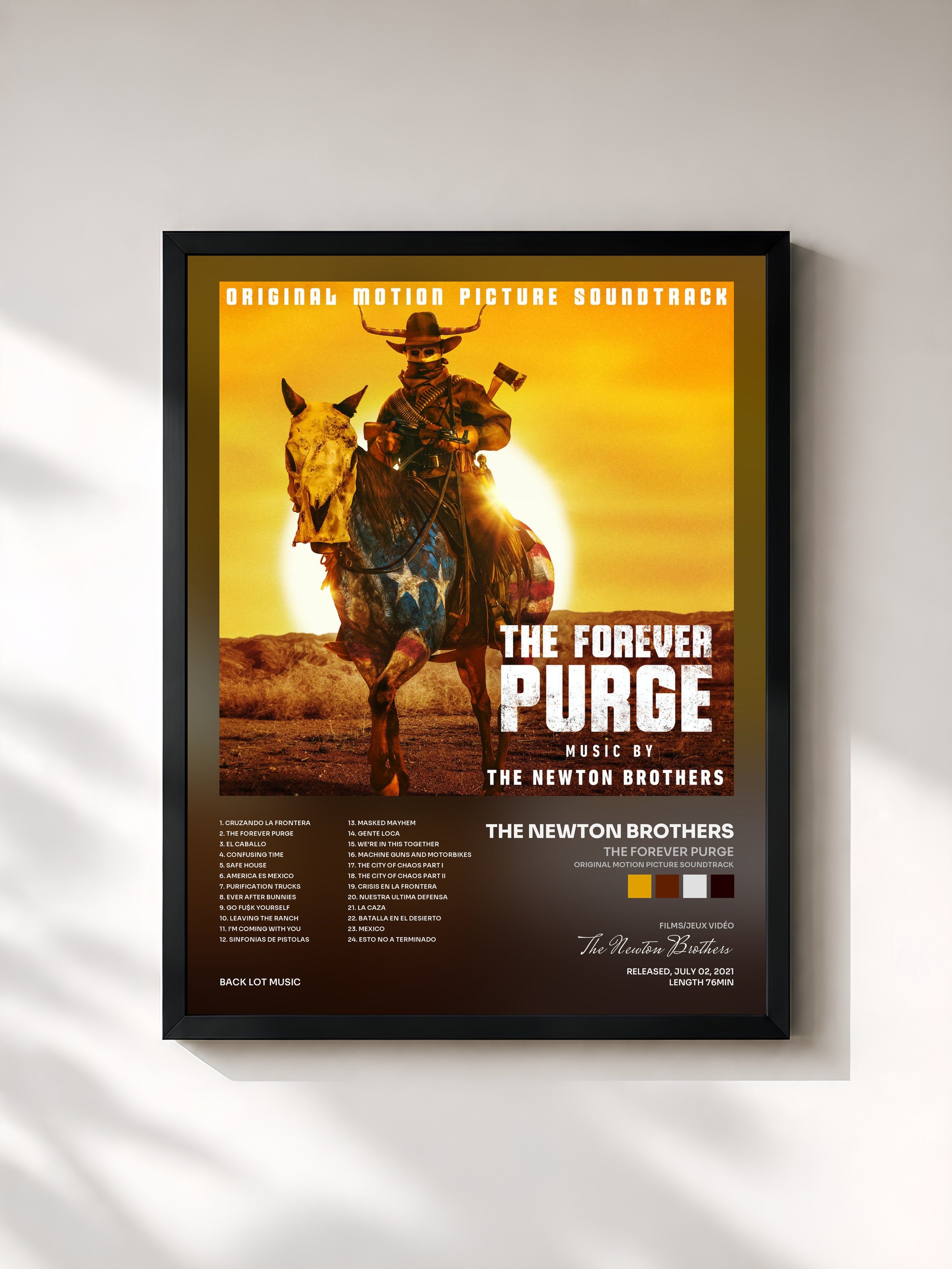 #noir Tableau de l'album The Forever Purge (Original Motion Picture Soundtrack) de The Newton Brothers, cadre noir, imprimé et encadré en France
