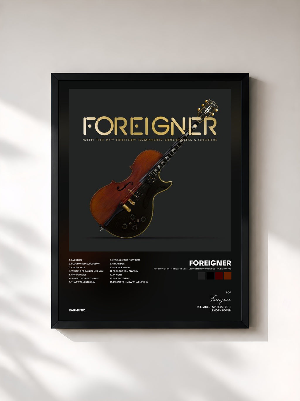 #noir Tableau de l'album Foreigner with the 21st Century Symphony Orchestra & Chorus de Foreigner, cadre noir, imprimé et encadré en France