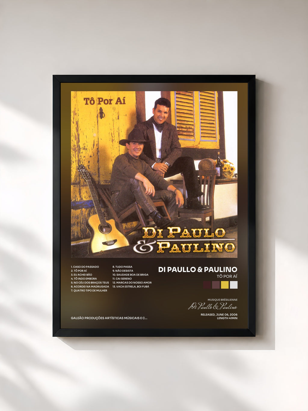 #noir Tableau de l'album Tô por Aí de Di Paullo & Paulino, cadre noir, imprimé et encadré en France