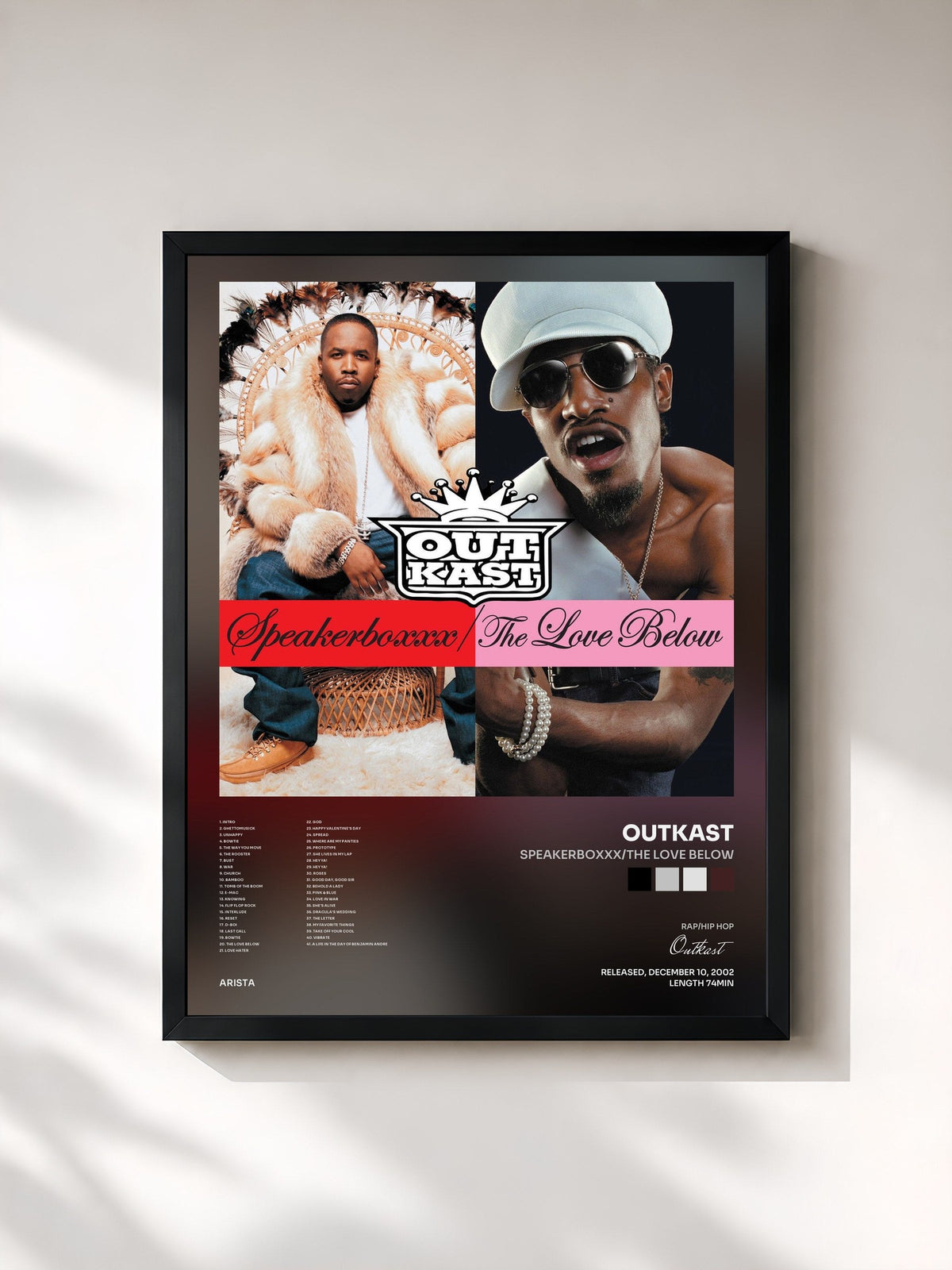 #noir Tableau de l'album Speakerboxxx/The Love Below de Outkast, cadre noir, imprimé et encadré en France