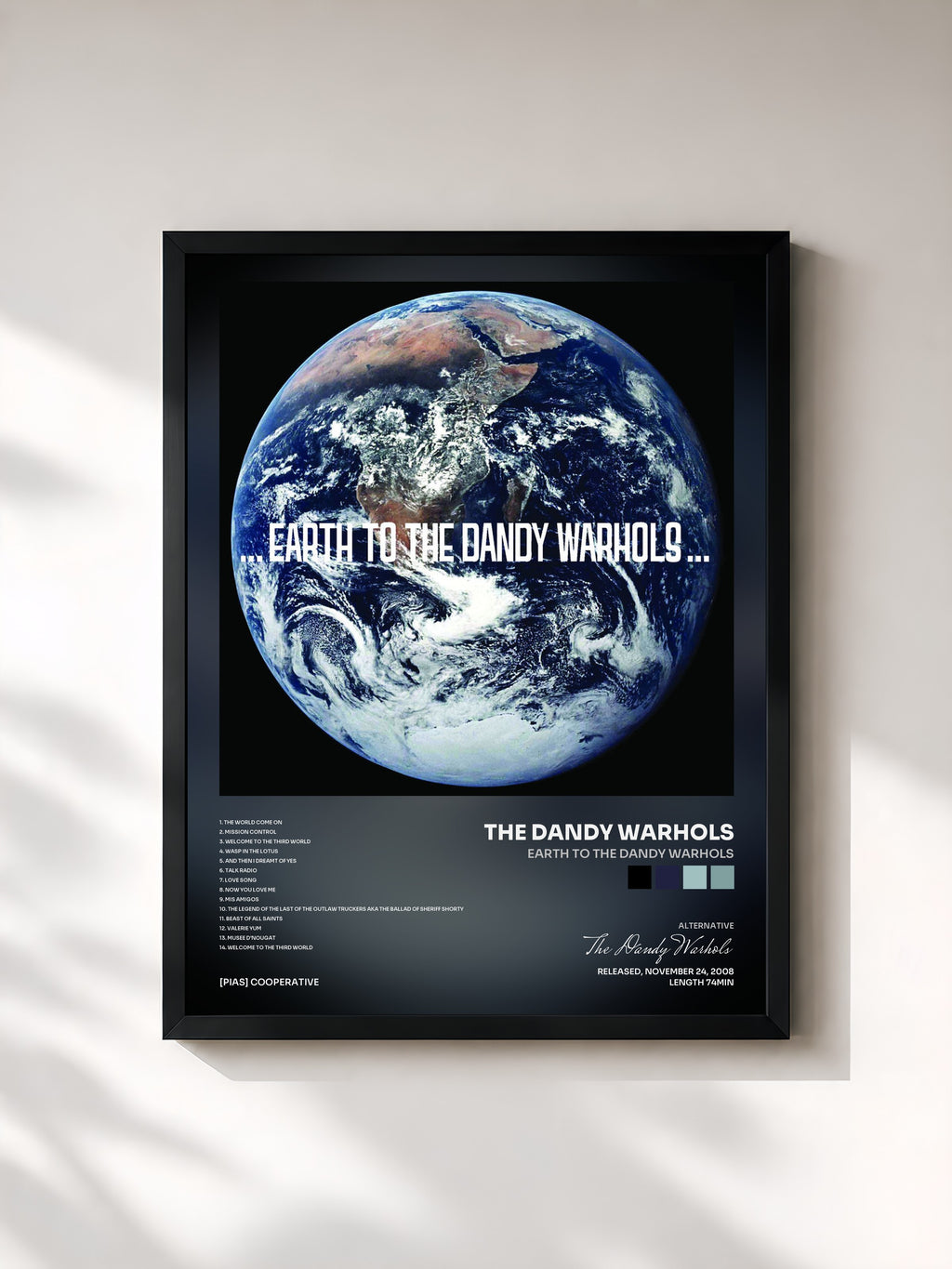 #noir Tableau de l'album Earth to the Dandy Warhols de The Dandy Warhols, cadre noir, imprimé et encadré en France