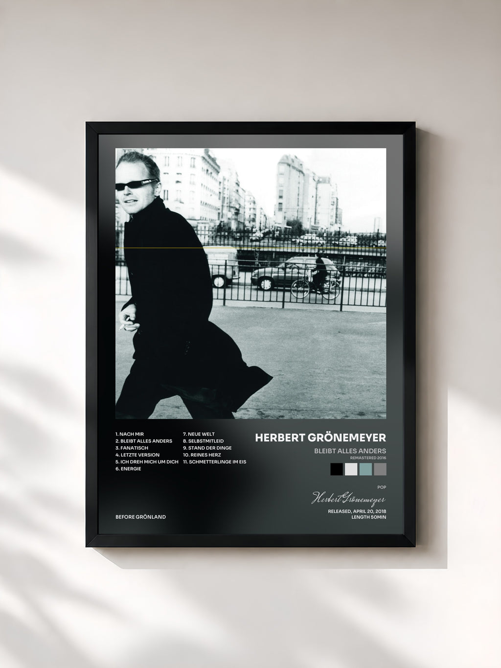 #noir Tableau de l'album Bleibt alles anders (Remastered 2016) de Herbert Grönemeyer, cadre noir, imprimé et encadré en France