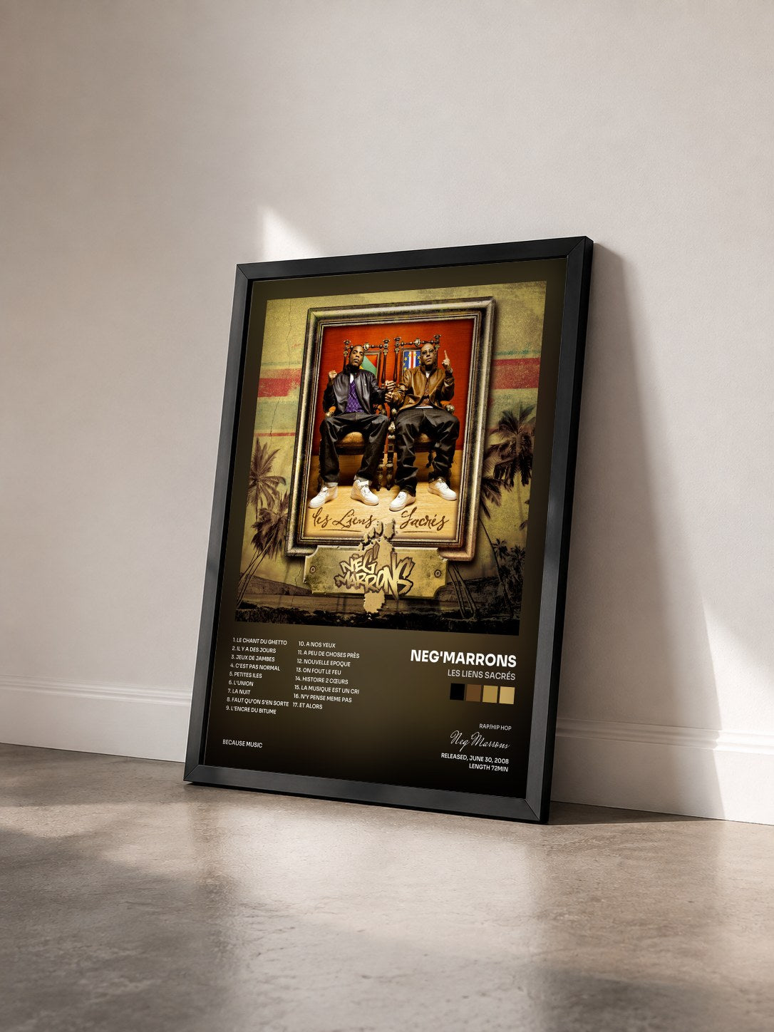 #noir Les Liens Sacrés by Neg'Marrons as a framed art print seen at an angle, black frame