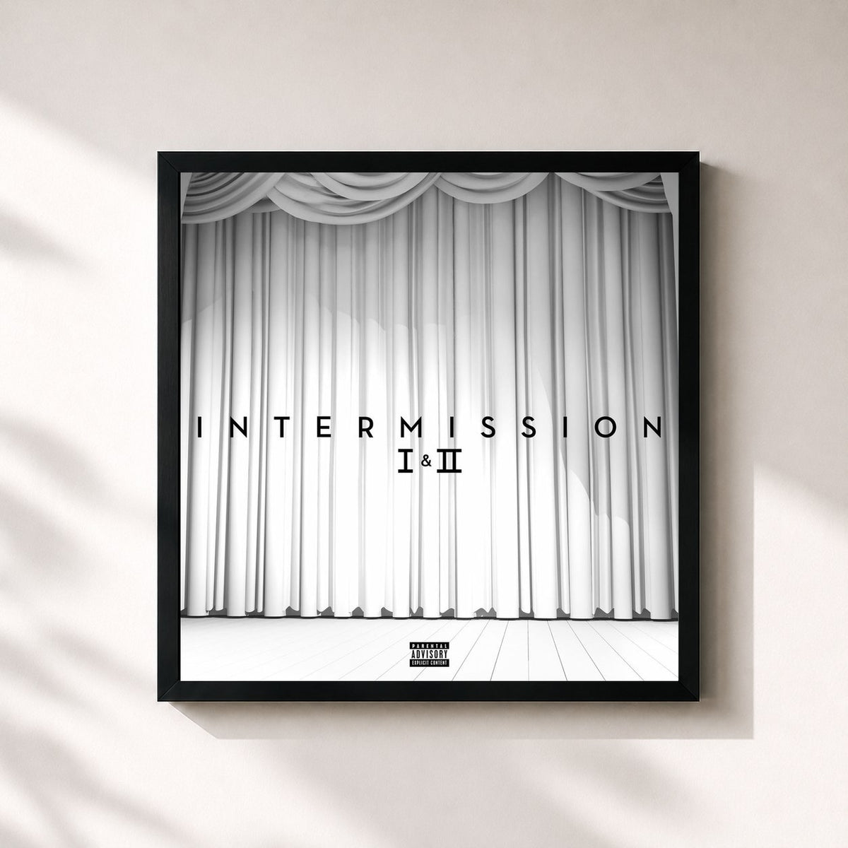 #noir Tableau carré de l'album Intermission I & II de Trey Songz, cadre noir 32x32 cm