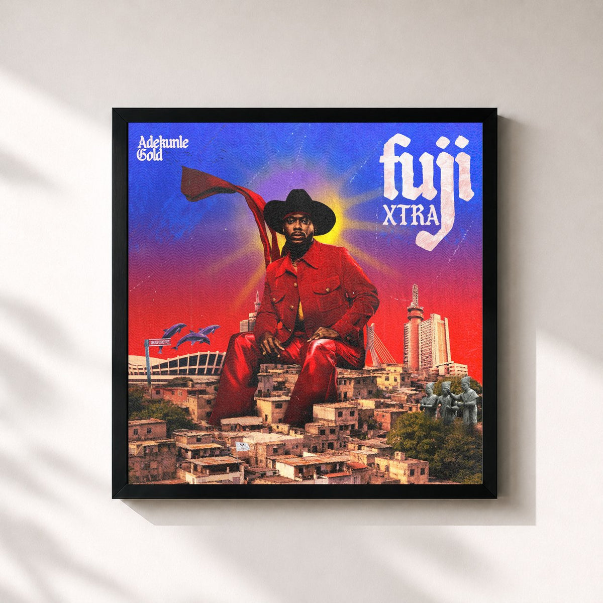 #noir Tableau carré de l'album Fuji Xtra de Adekunle Gold, cadre noir 32x32 cm