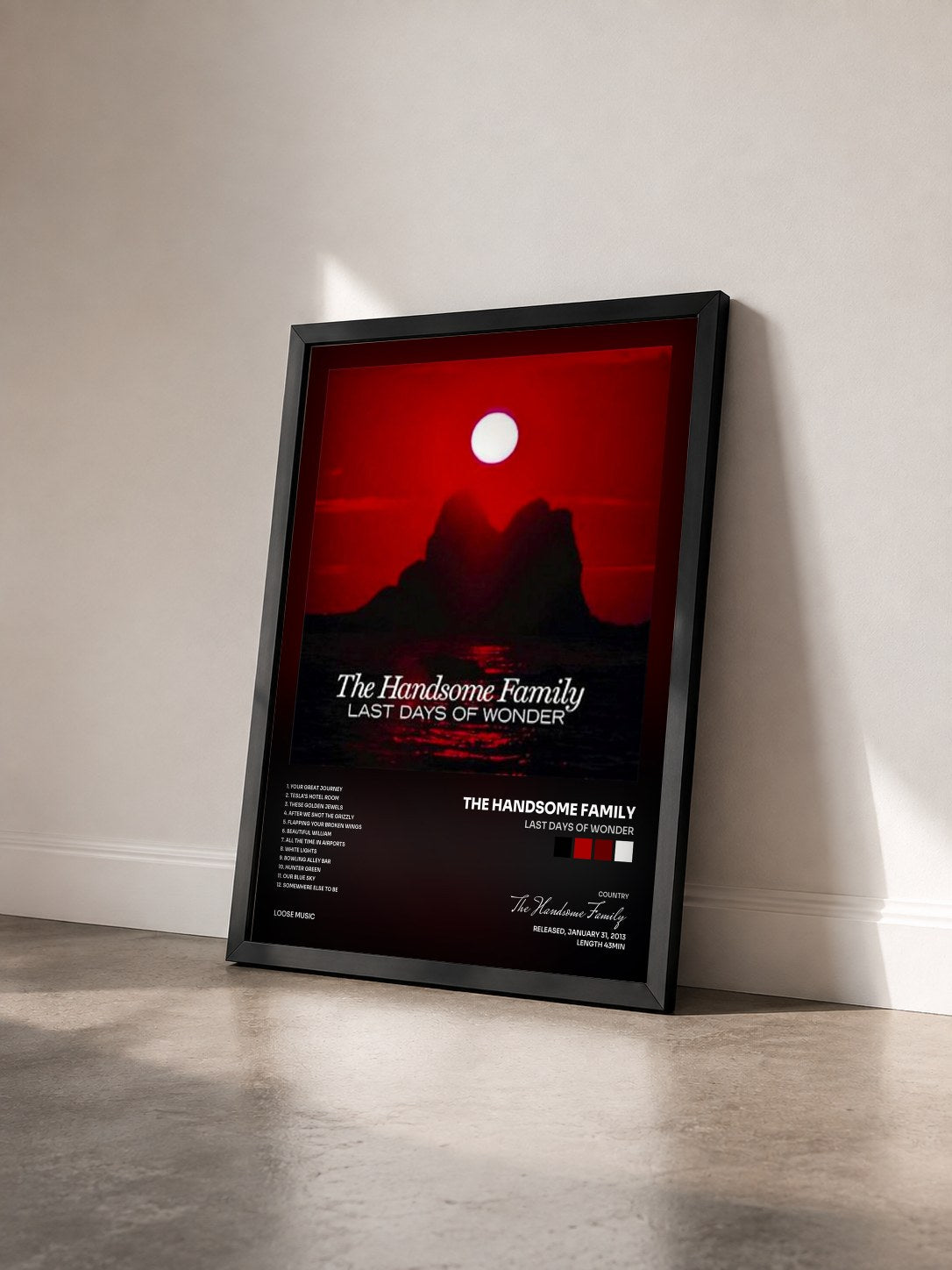 #noir Tableau de l'album Last Days of Wonder de The Handsome Family vu de trois quarts, cadre noir