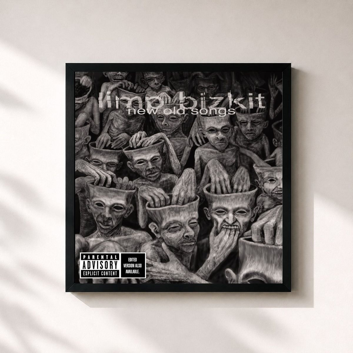 #noir Tableau carré de l'album New Old Songs de Limp Bizkit, cadre noir 32x32 cm