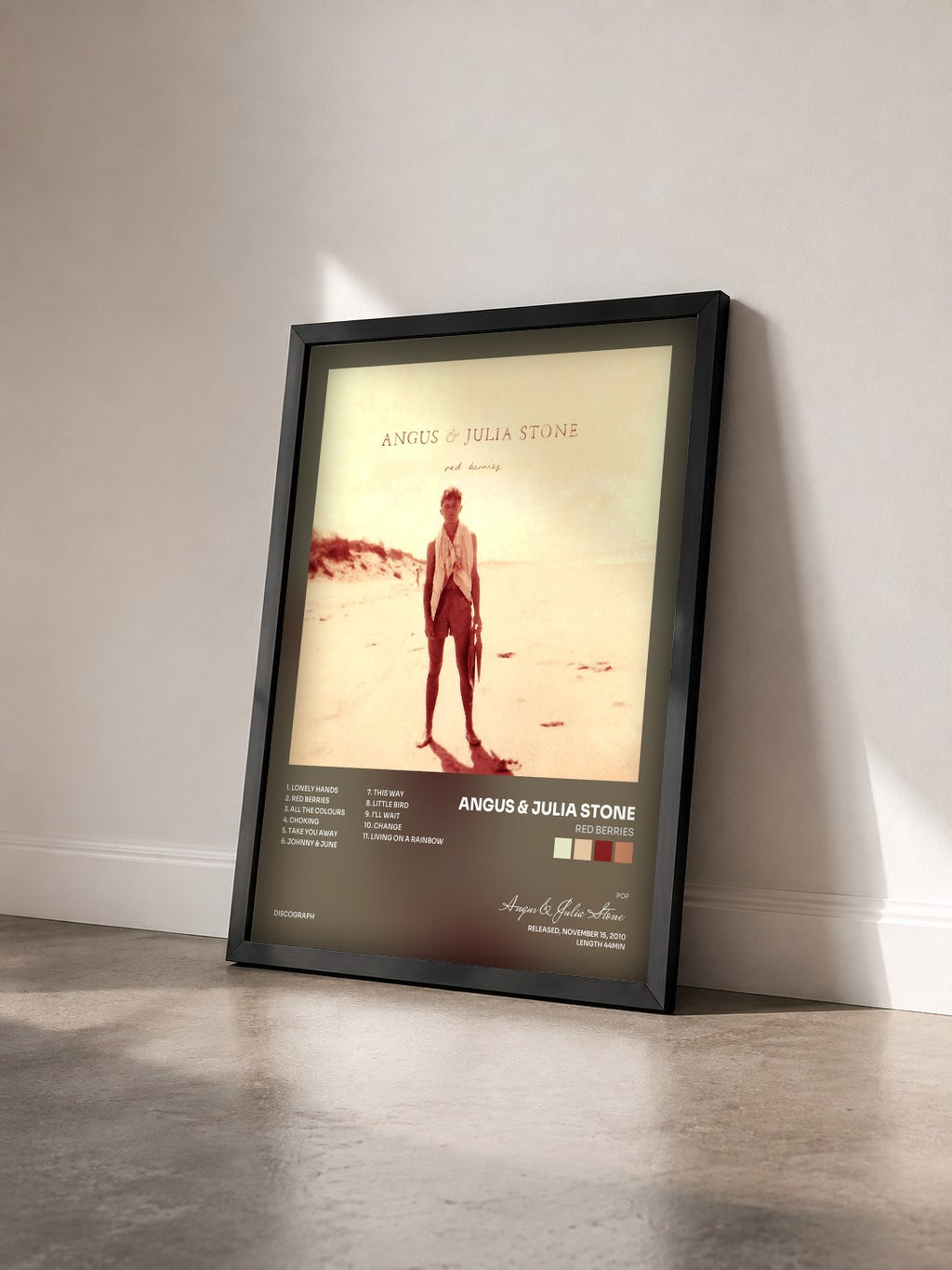 #noir Tableau de l'album Red Berries de Angus & Julia Stone vu de trois quarts, cadre noir
