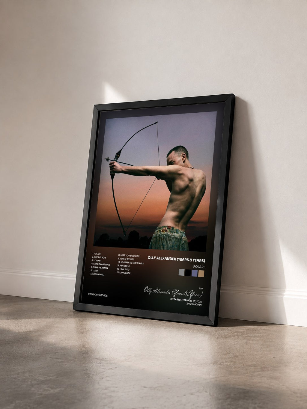 #noir Tableau de l'album Polari de Olly Alexander (Years & Years) vu de trois quarts, cadre noir