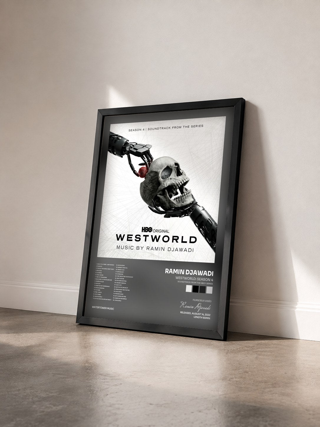 #noir Tableau de l'album Westworld: Season 4 (Soundtrack from the HBO® Series) de Ramin Djawadi vu de trois quarts, cadre noir