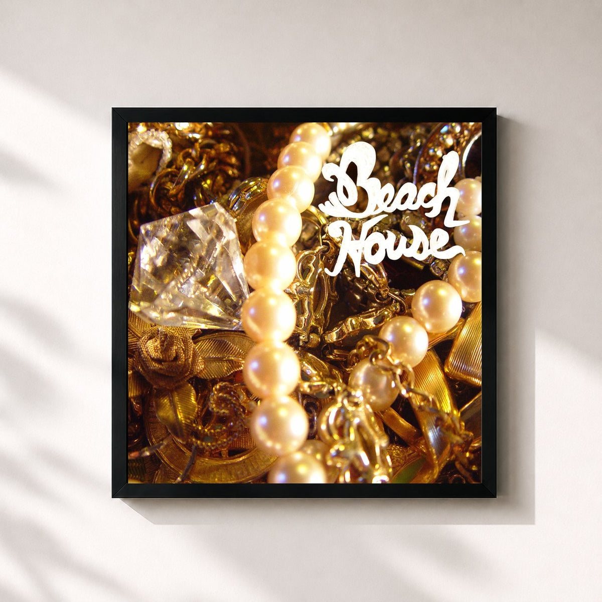 #noir Tableau carré de l'album Beach House de Beach House, cadre noir 32x32 cm