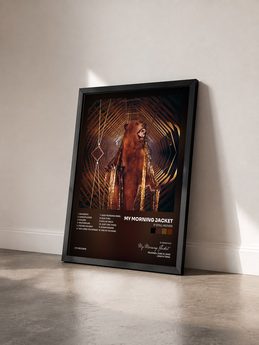 #noir Tableau de l'album It Still Moves de My Morning Jacket vu de trois quarts, cadre noir
