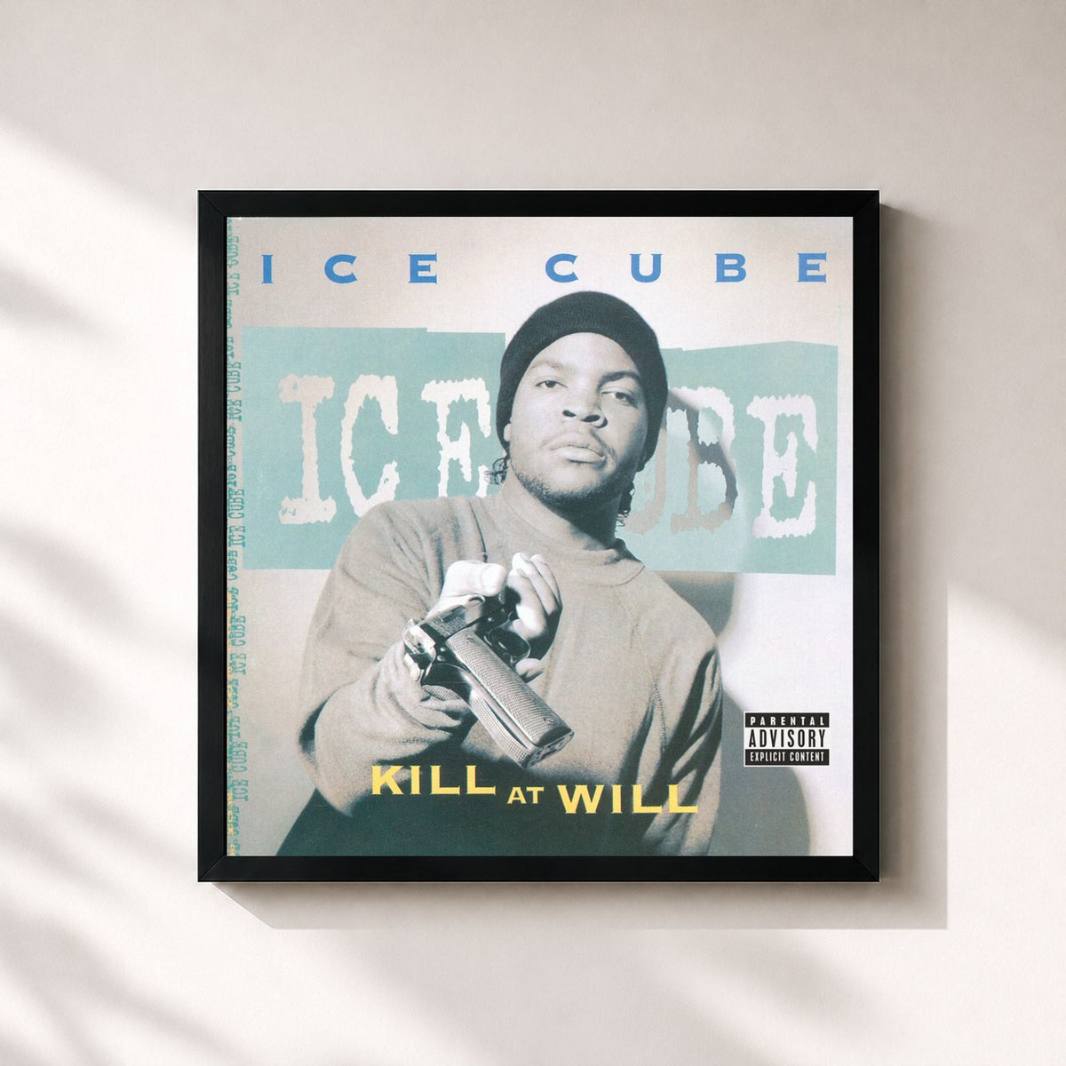 #noir Tableau carré de l'album Kill At Will de Ice Cube, cadre noir 32x32 cm