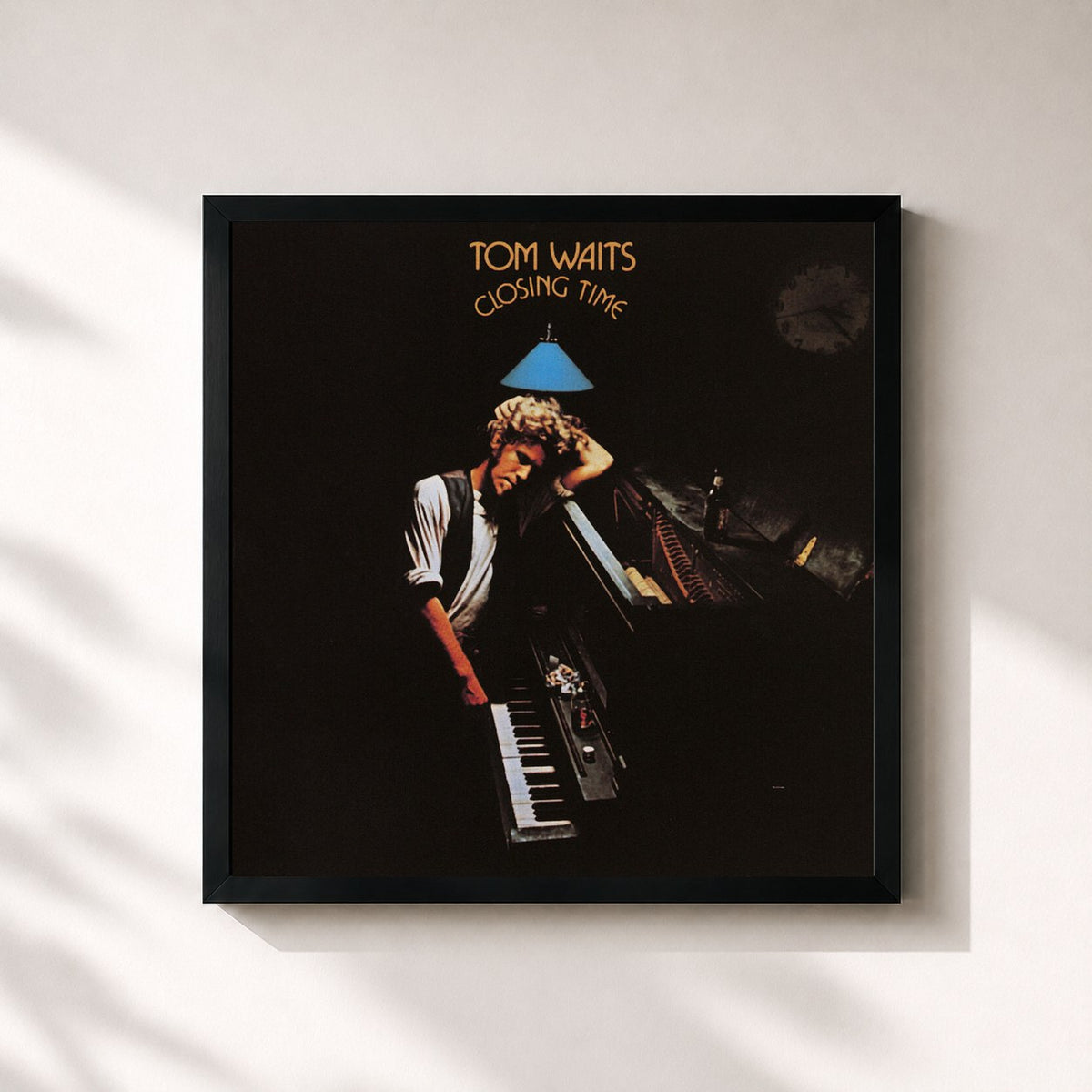 #noir Closing Time (Remastered) di Tom Waits in stampa quadrata incorniciata, cornice nera 32x32 cm