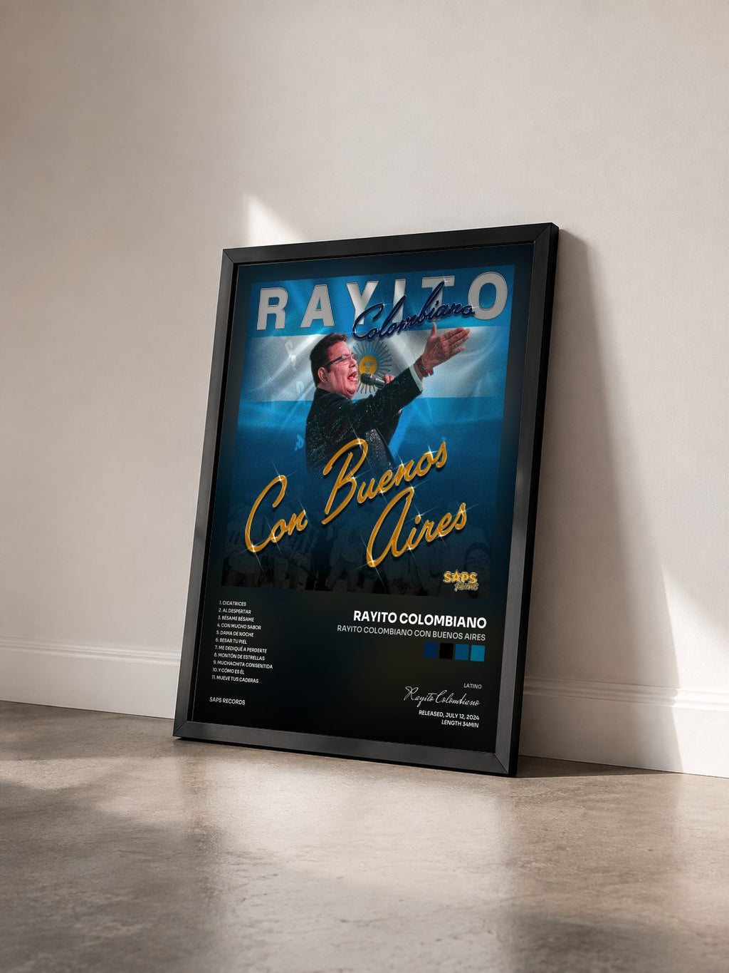 #noir Tableau de l'album Rayito Colombiano Con Buenos Aires de Rayito Colombiano vu de trois quarts, cadre noir