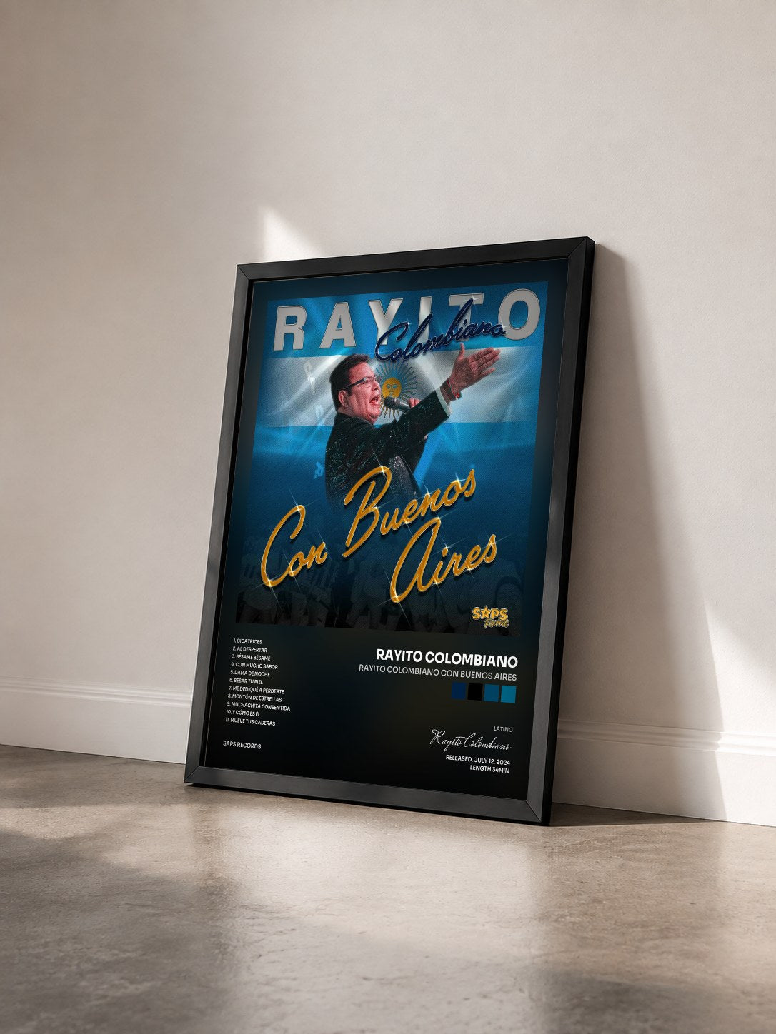 #noir Tableau de l'album Rayito Colombiano Con Buenos Aires de Rayito Colombiano vu de trois quarts, cadre noir