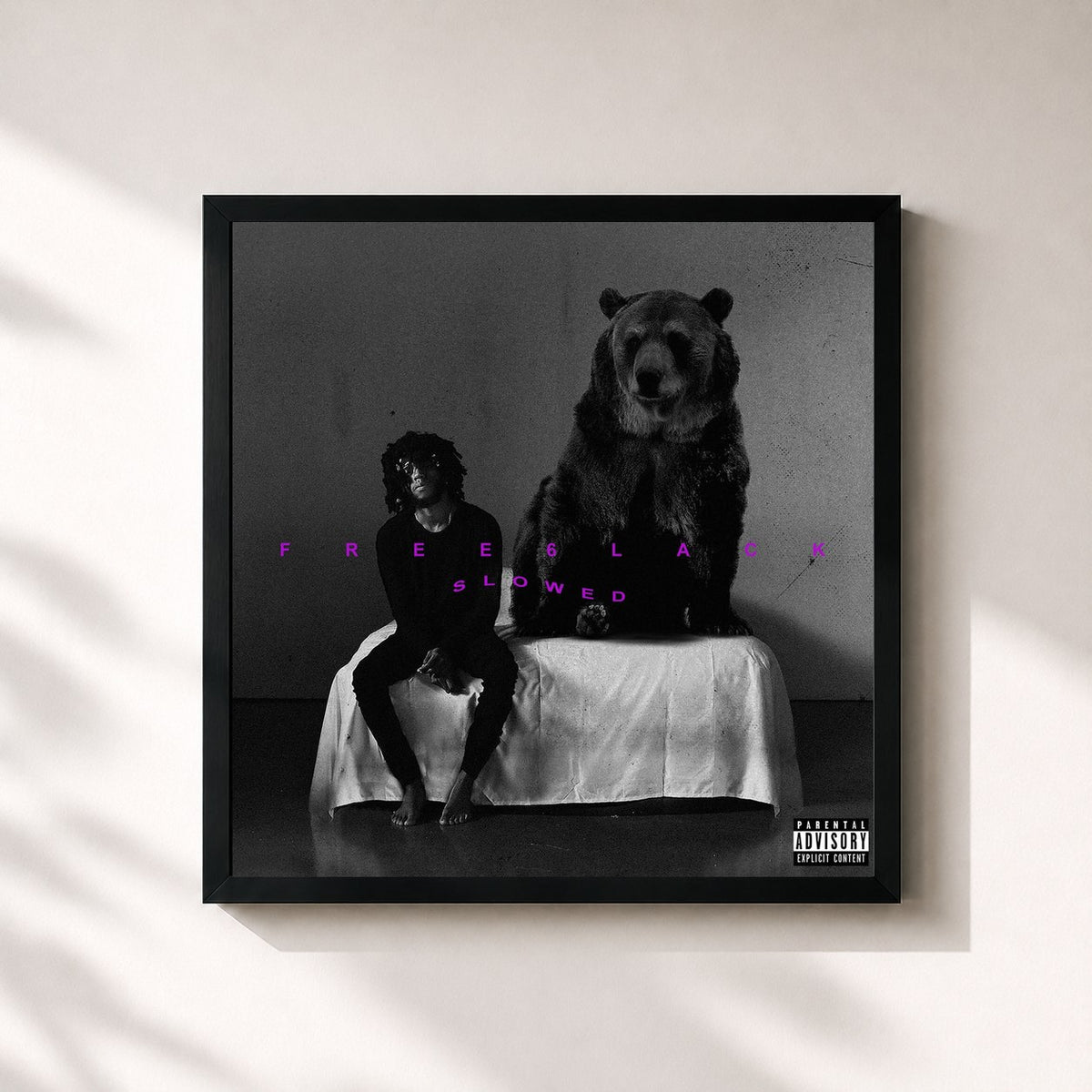 #noir FREE 6LACK (Slowed) by 6lack as a square framed art print, black 32x32 cm frame