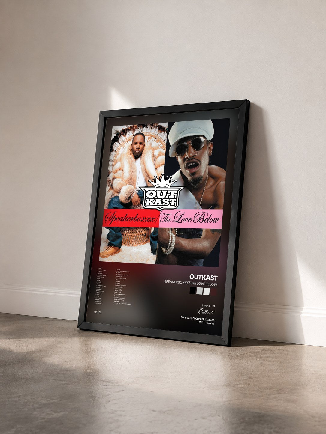 #noir Tableau de l'album Speakerboxxx/The Love Below de Outkast vu de trois quarts, cadre noir
