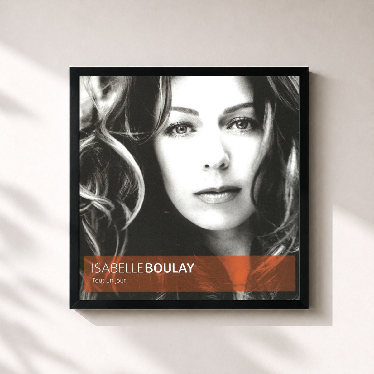 #noir Tableau carré de l'album Tout un jour de Isabelle Boulay, cadre noir 32x32 cm
